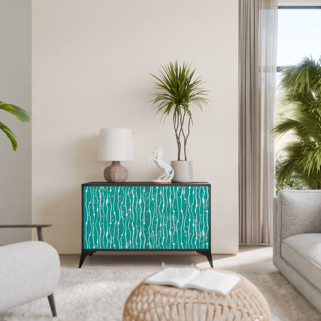 TURQUOISE RAIN Aparador de 2 Portas em Acabamento Preto