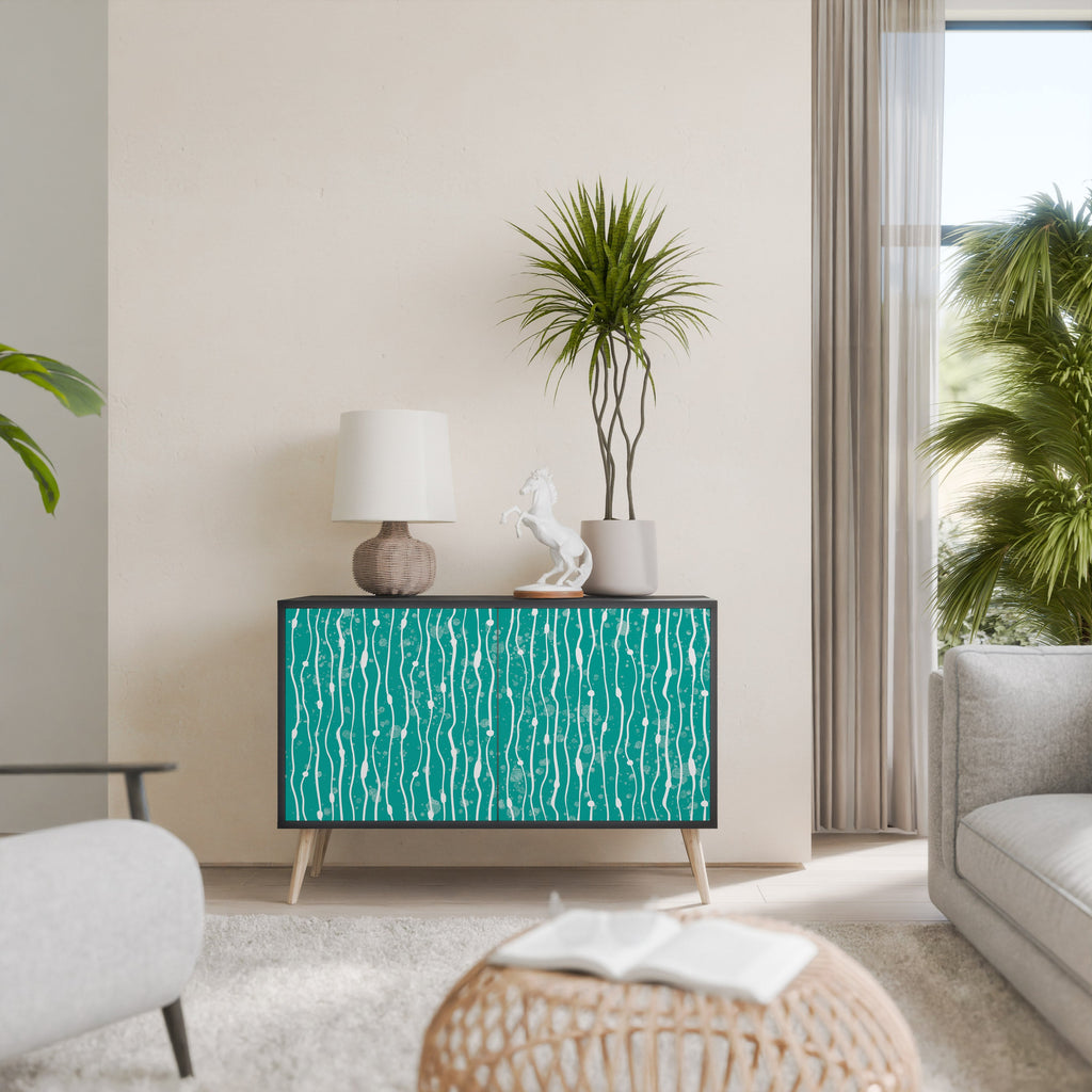 TURQUOISE RAIN Aparador de 2 Portas em Acabamento Preto