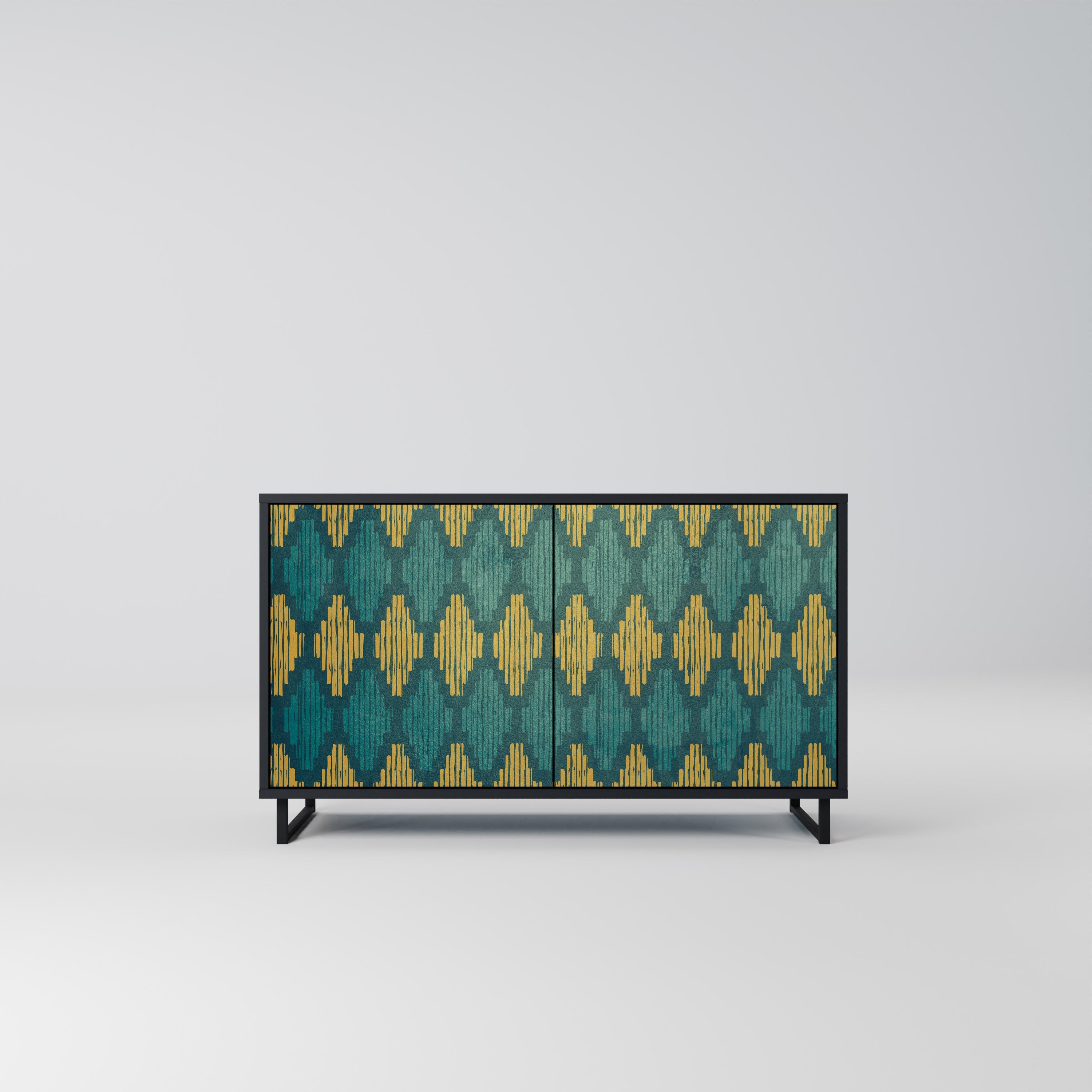 POLYGONS Aparador de 2 Portas em Acabamento Preto