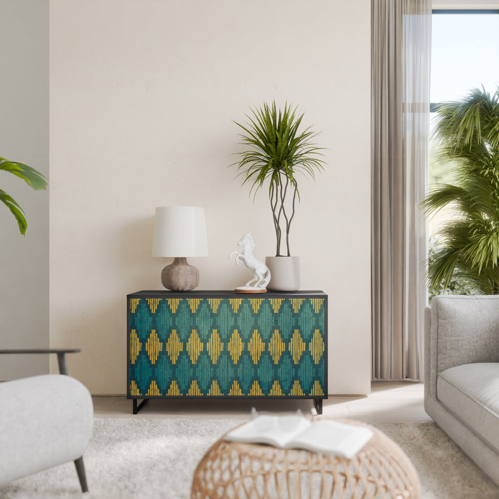 POLYGONS Aparador de 2 Portas em Acabamento Preto