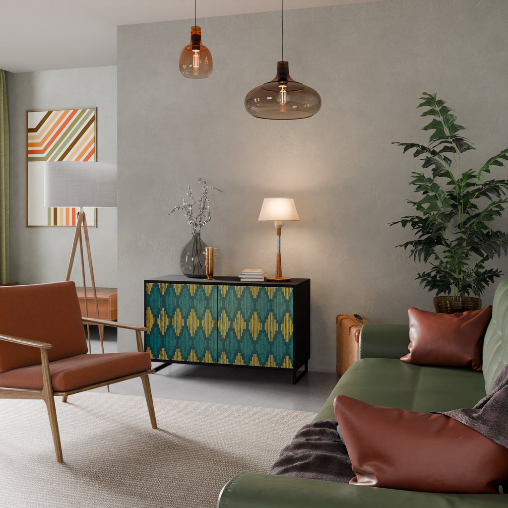 POLYGONS Aparador de 2 Portas em Acabamento Preto