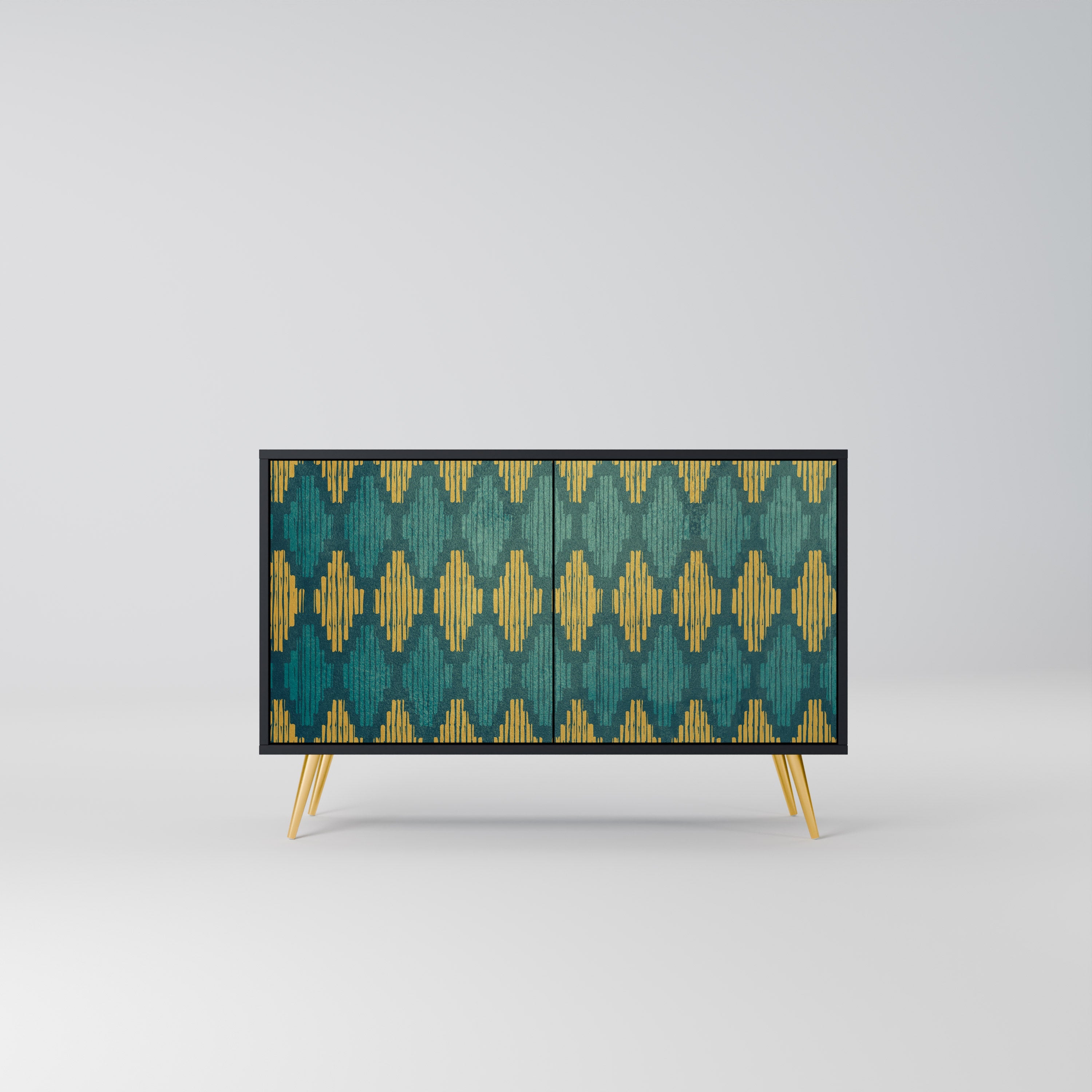 POLYGONS Aparador de 2 Portas em Acabamento Preto