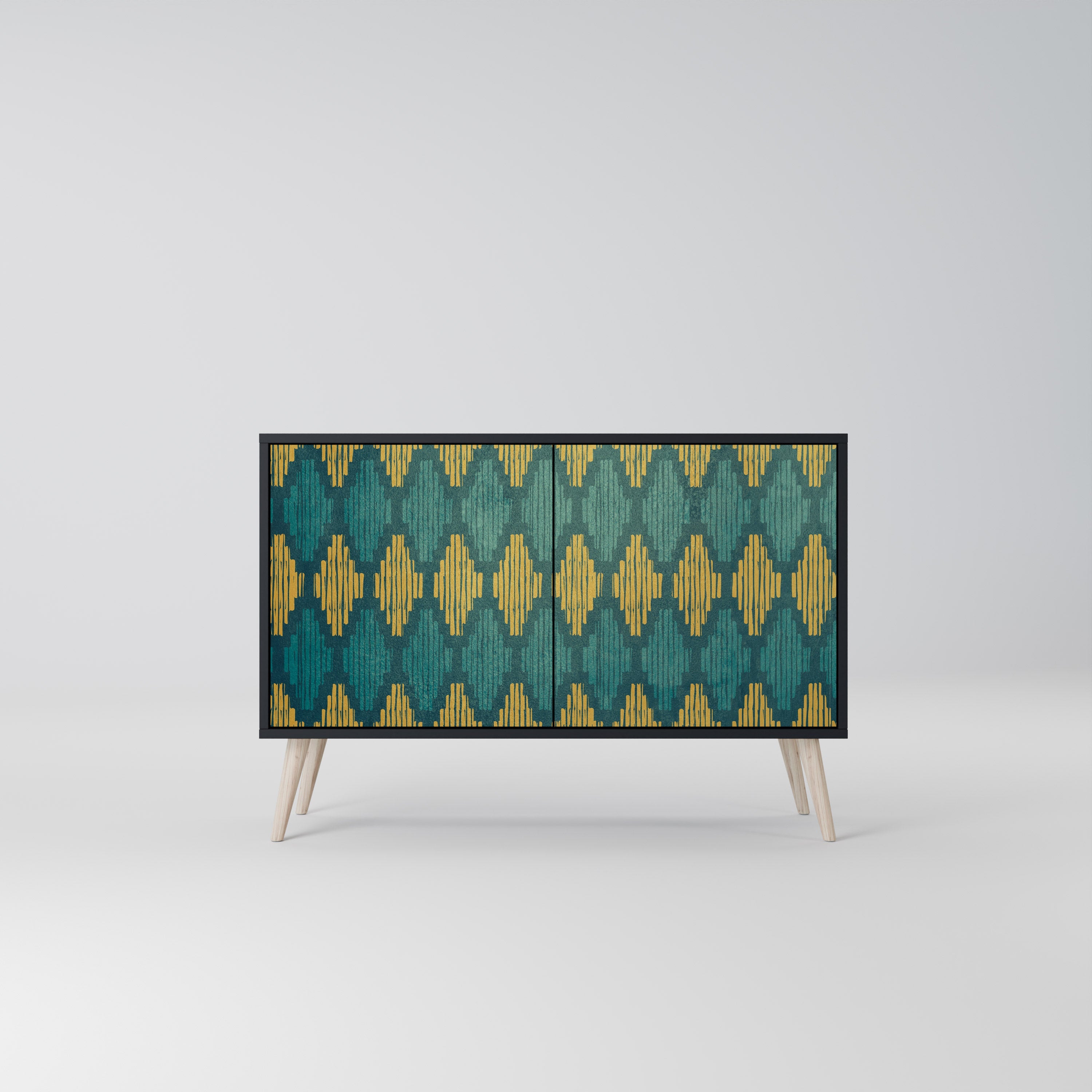 POLYGONS Aparador de 2 Portas em Acabamento Preto