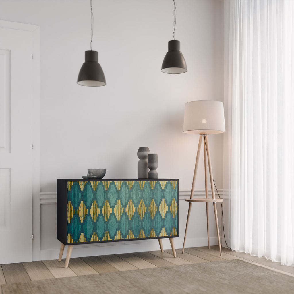 POLYGONS Aparador de 2 Portas em Acabamento Preto