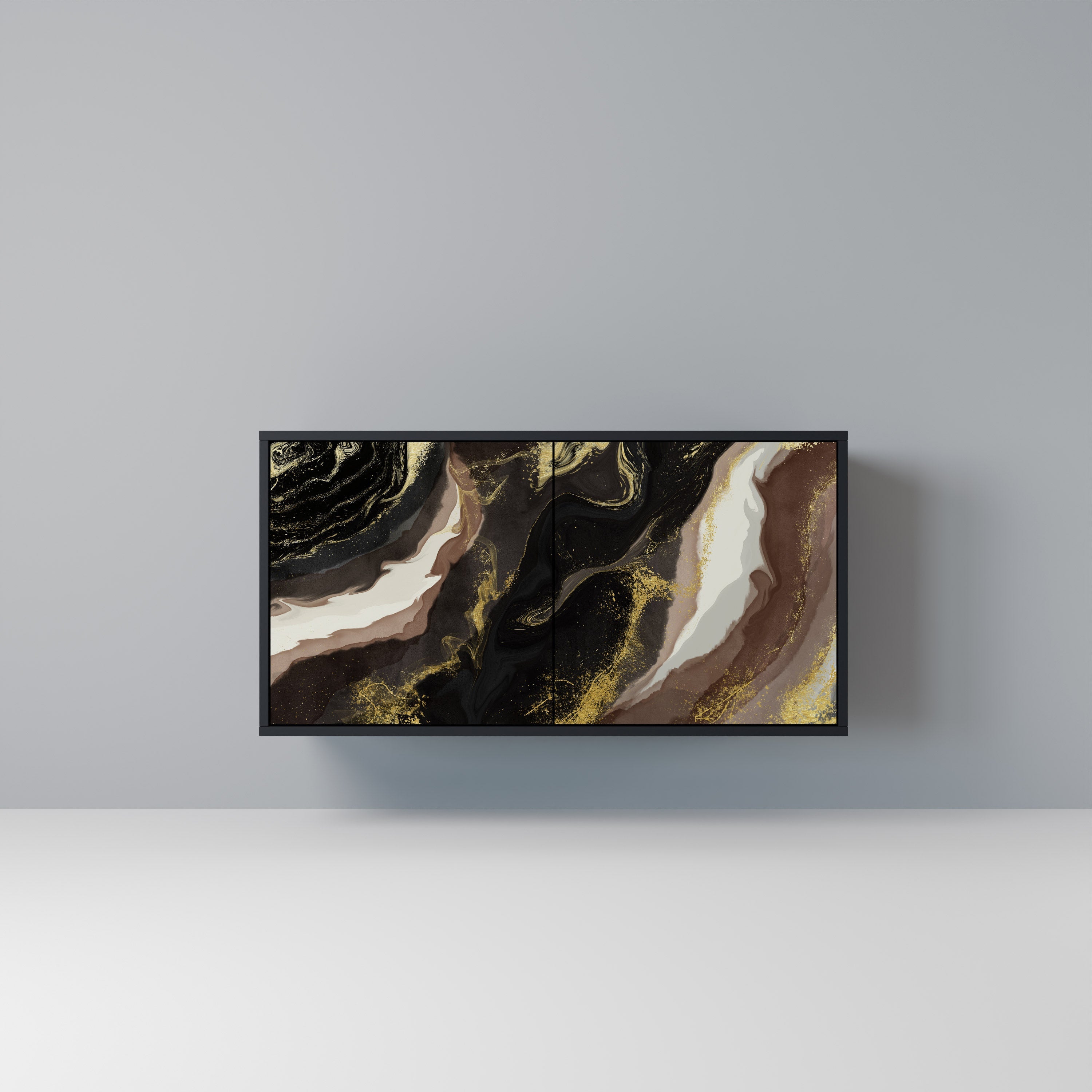 GOLD DUST Aparador de 2 Portas em Acabamento Preto