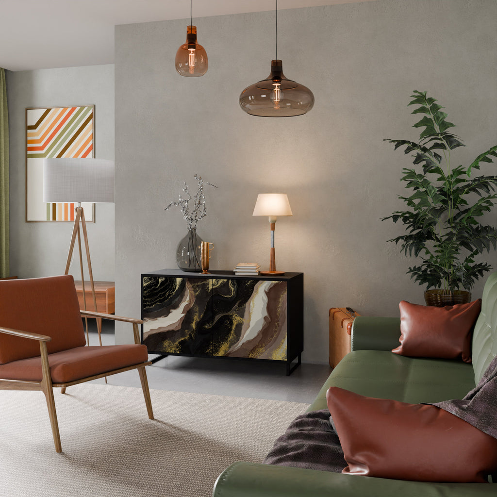 GOLD DUST Aparador de 2 Portas em Acabamento Preto