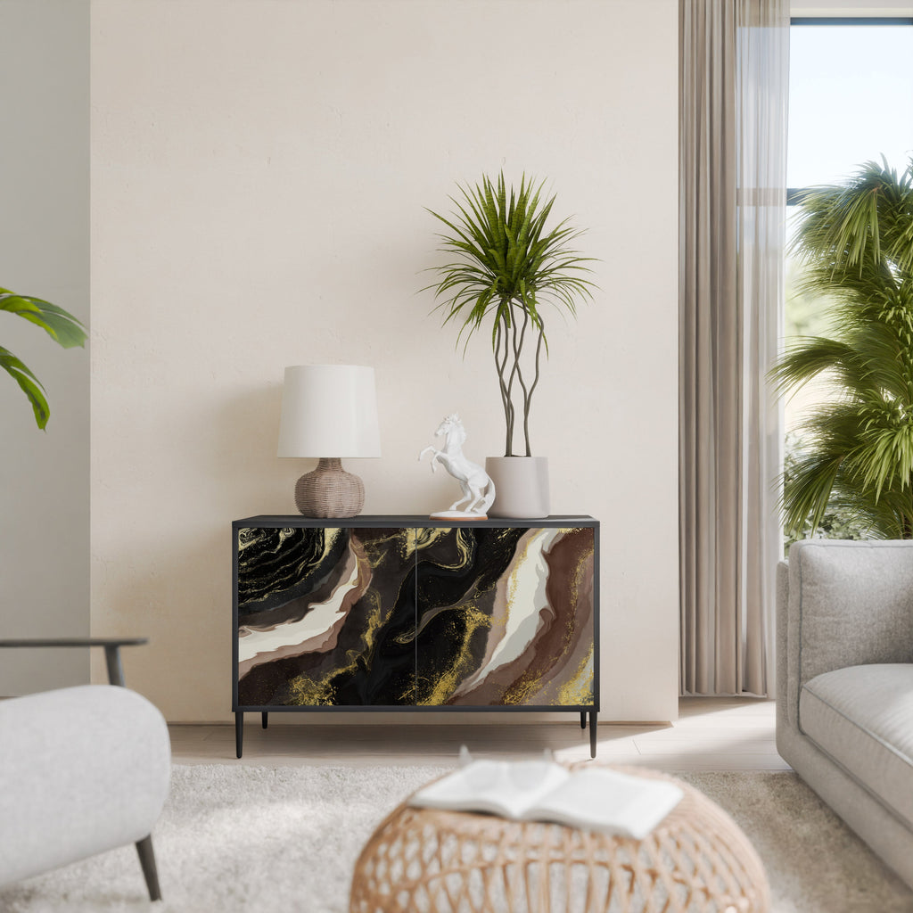 GOLD DUST Aparador de 2 Portas em Acabamento Preto