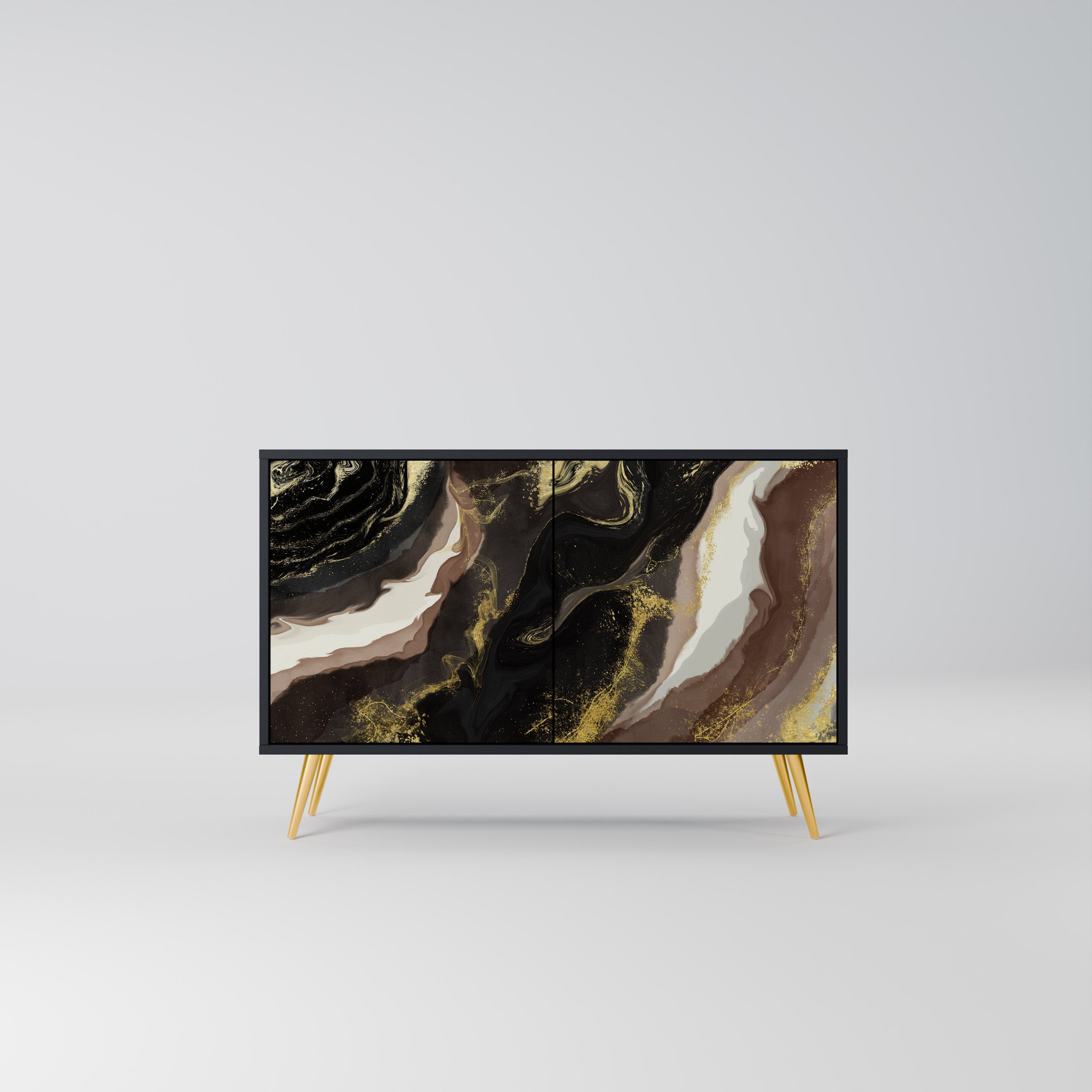 GOLD DUST Aparador de 2 Portas em Acabamento Preto