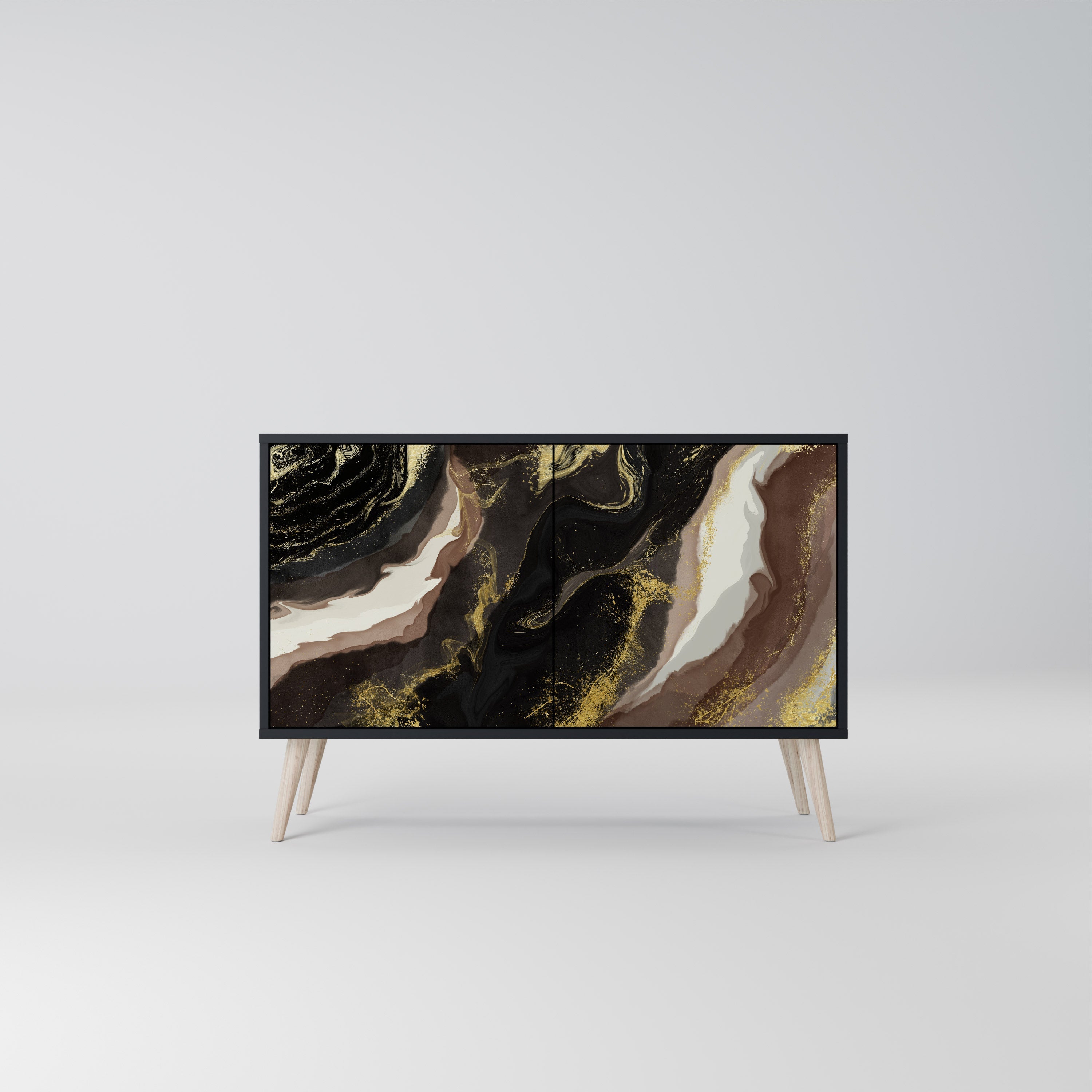 GOLD DUST Aparador de 2 Portas em Acabamento Preto