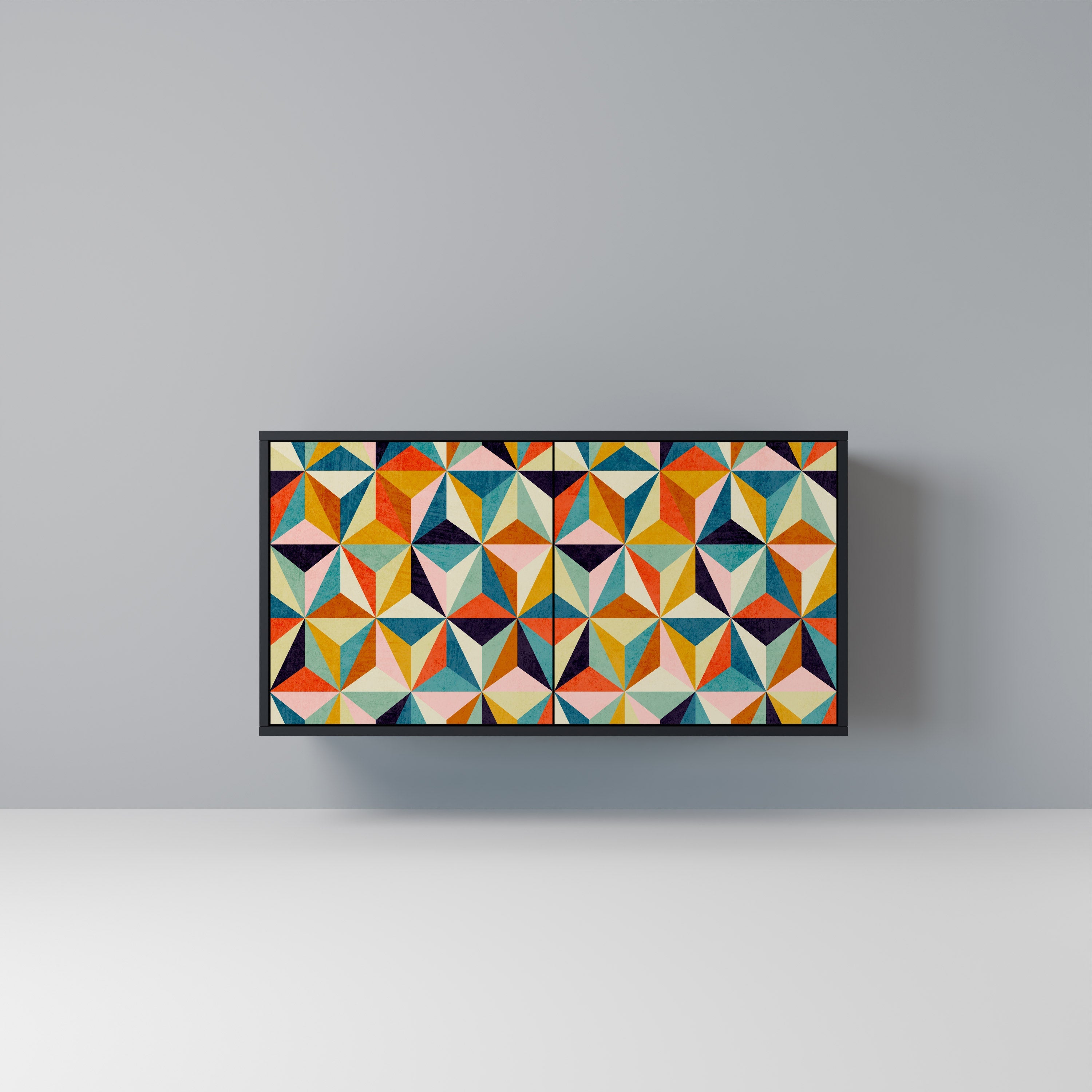 TESSELATE TREASURES Aparador de 2 Portas em Acabamento Preto