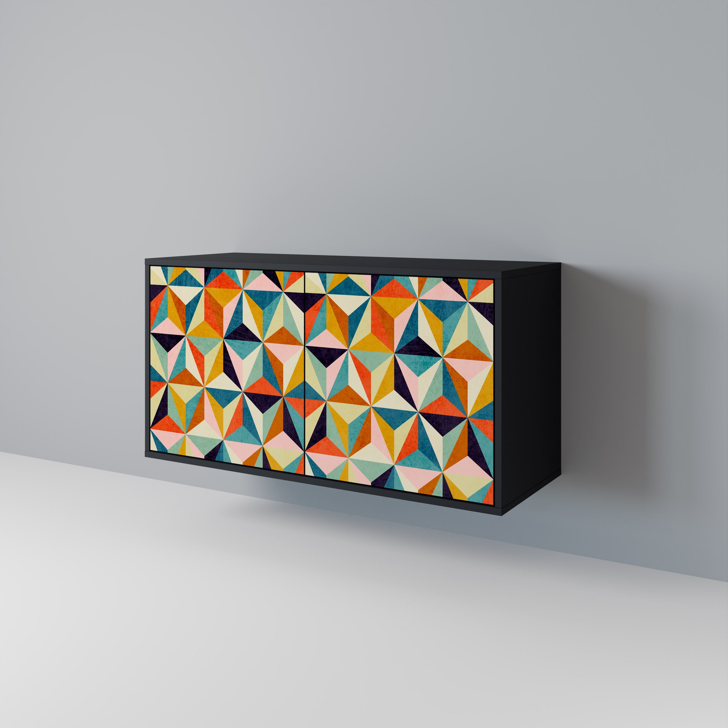 TESSELATE TREASURES Aparador de 2 Portas em Acabamento Preto