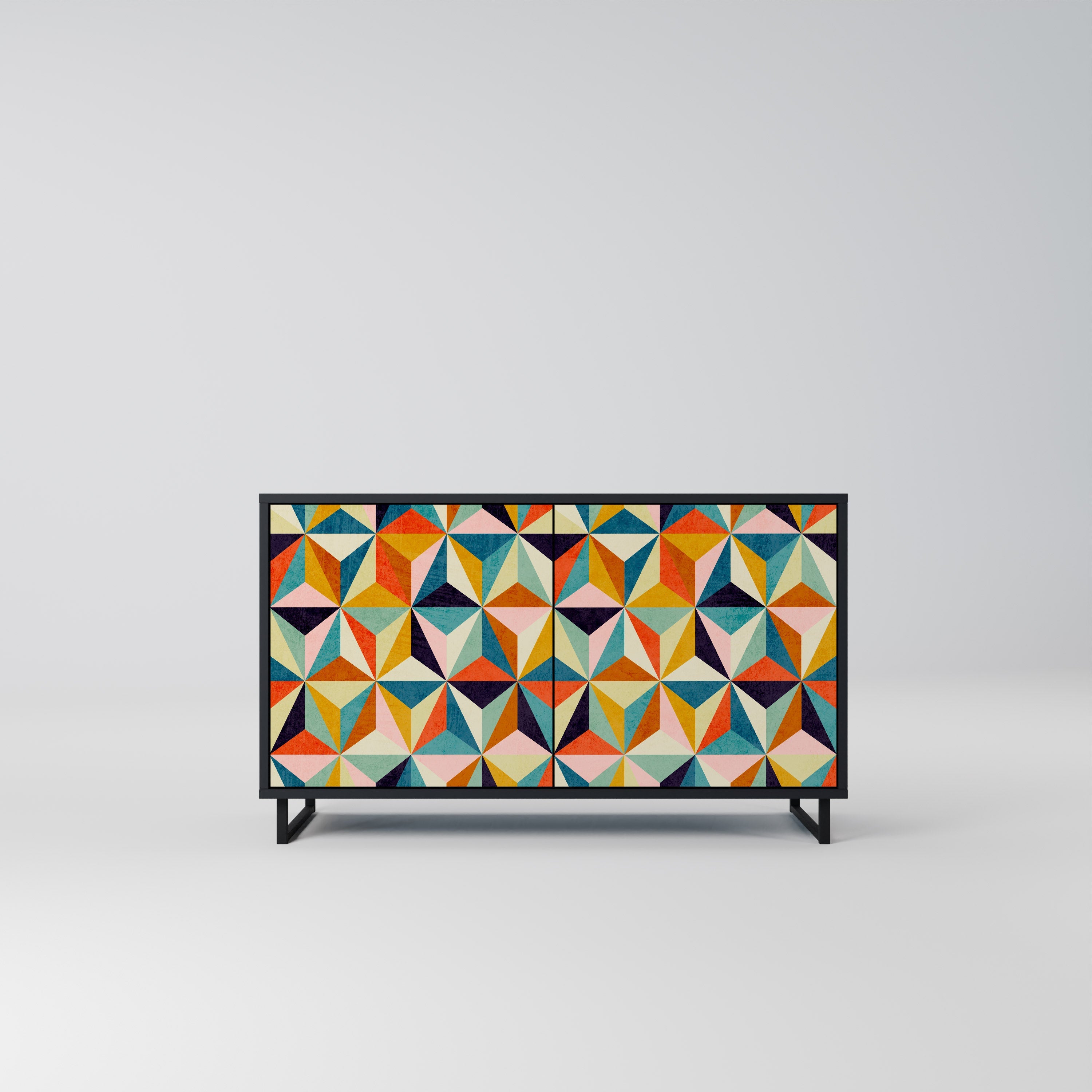 TESSELATE TREASURES Aparador de 2 Portas em Acabamento Preto