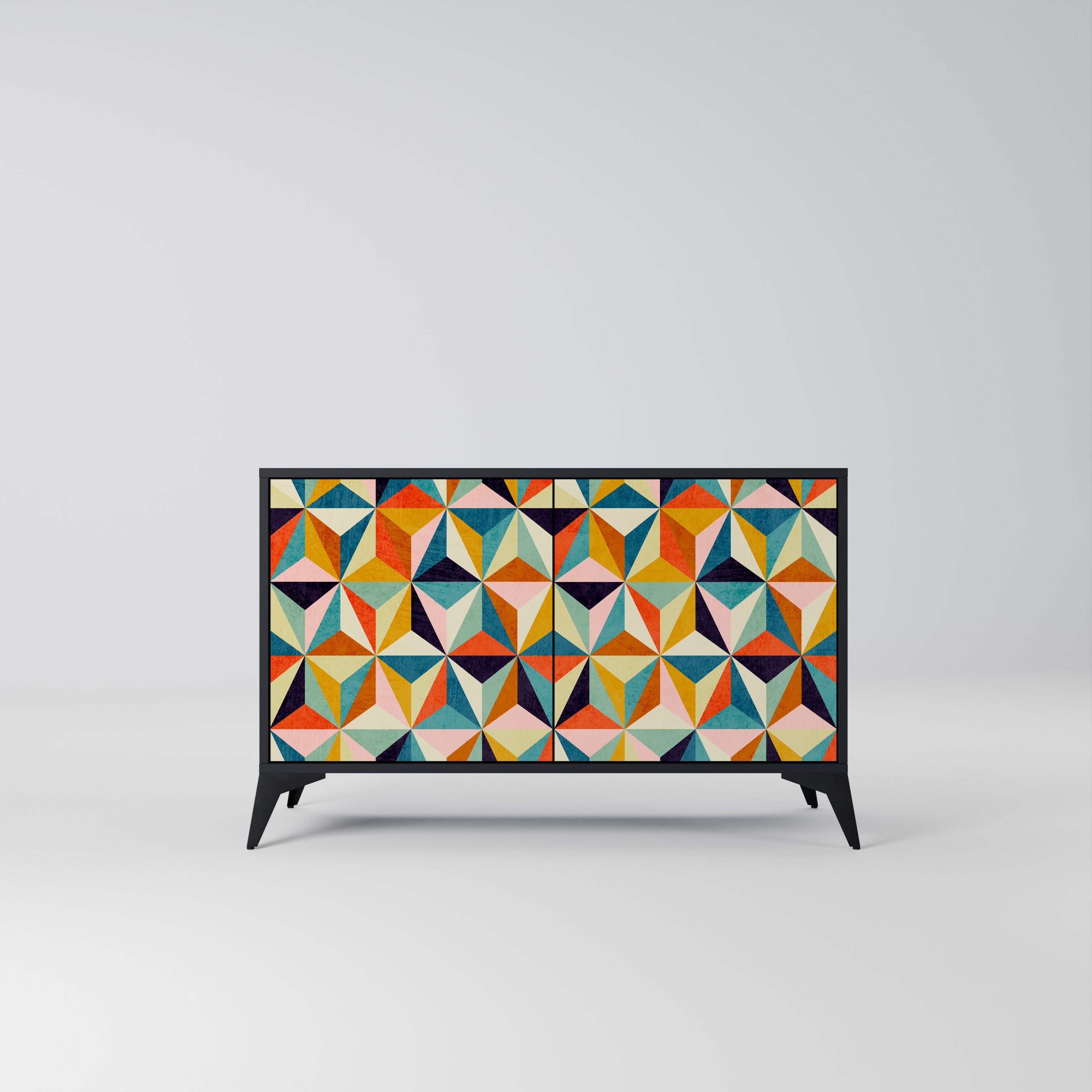 TESSELATE TREASURES Aparador de 2 Portas em Acabamento Preto