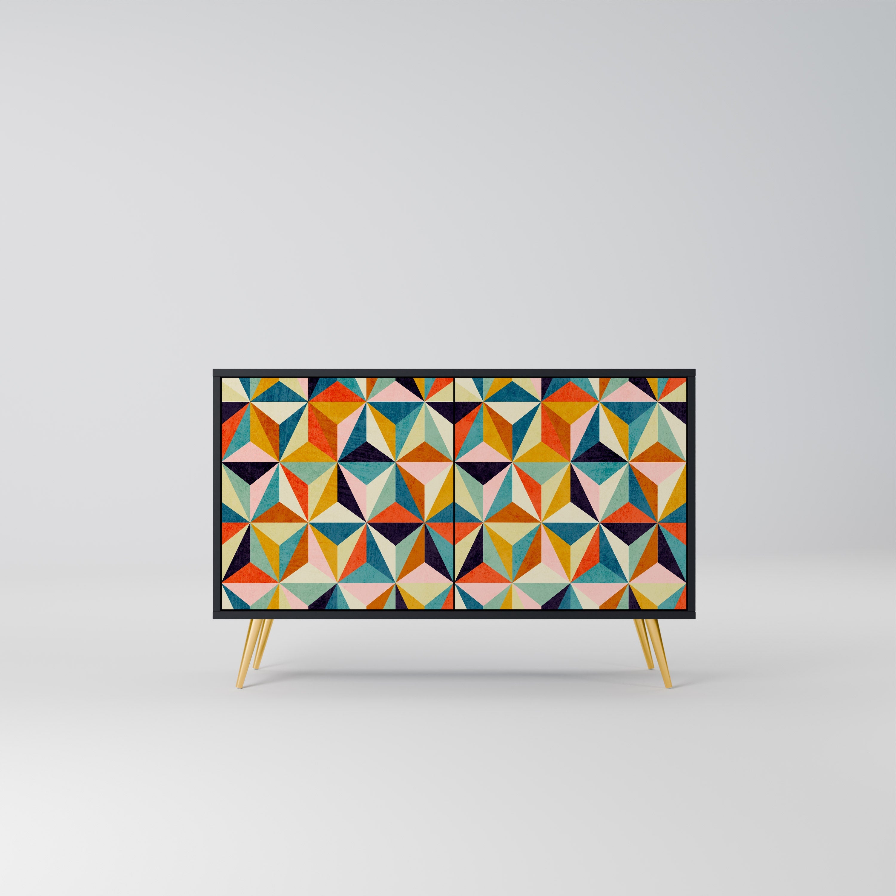 TESSELATE TREASURES Aparador de 2 Portas em Acabamento Preto