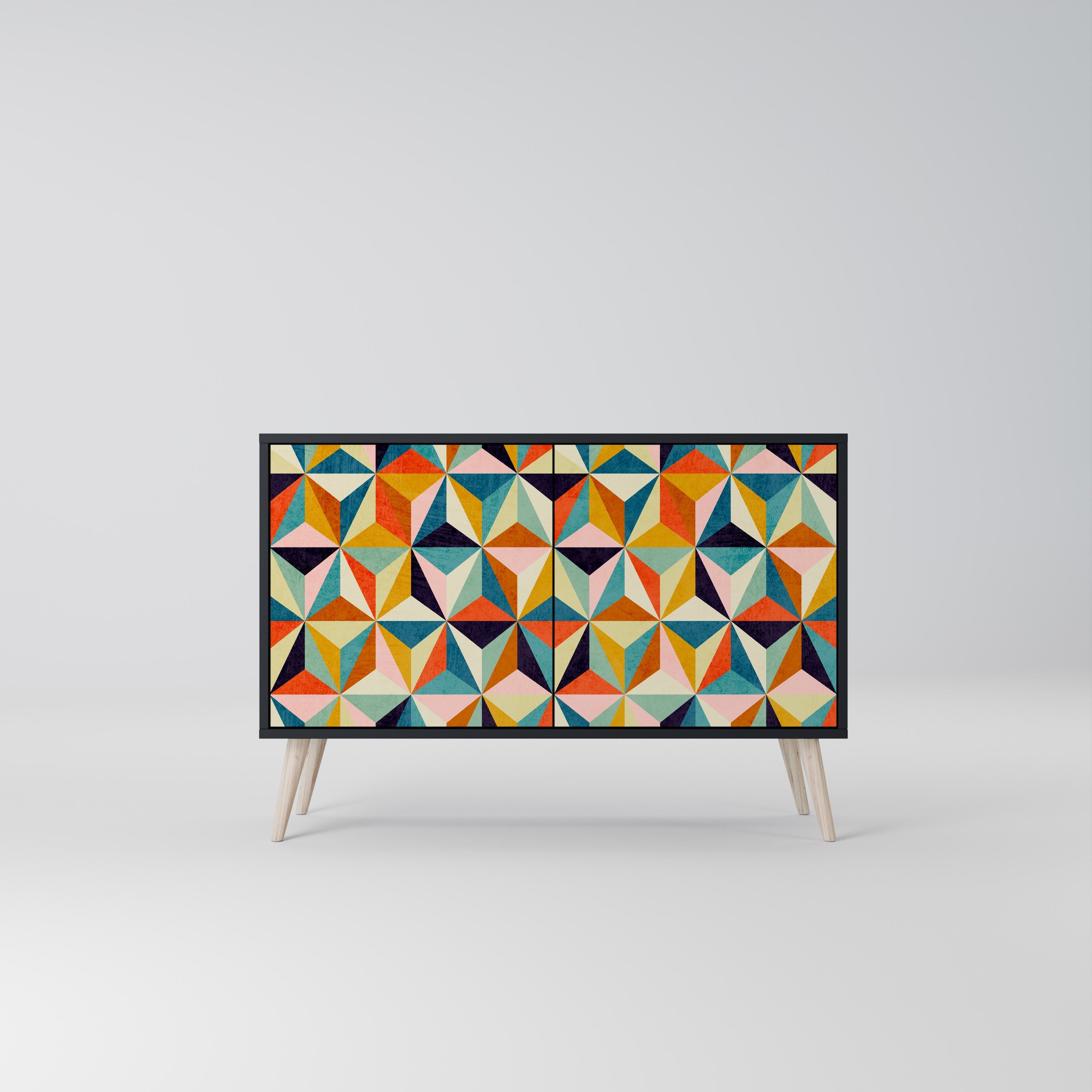 TESSELATE TREASURES Aparador de 2 Portas em Acabamento Preto