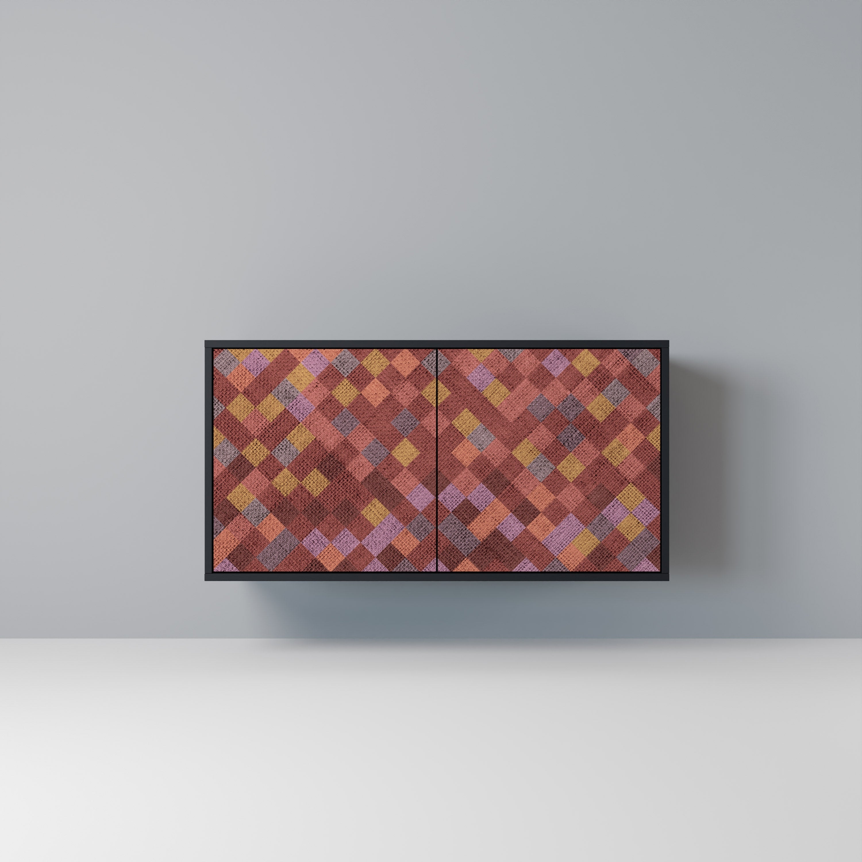 PAINTED SQUARES Aparador de 2 Portas em Acabamento Preto