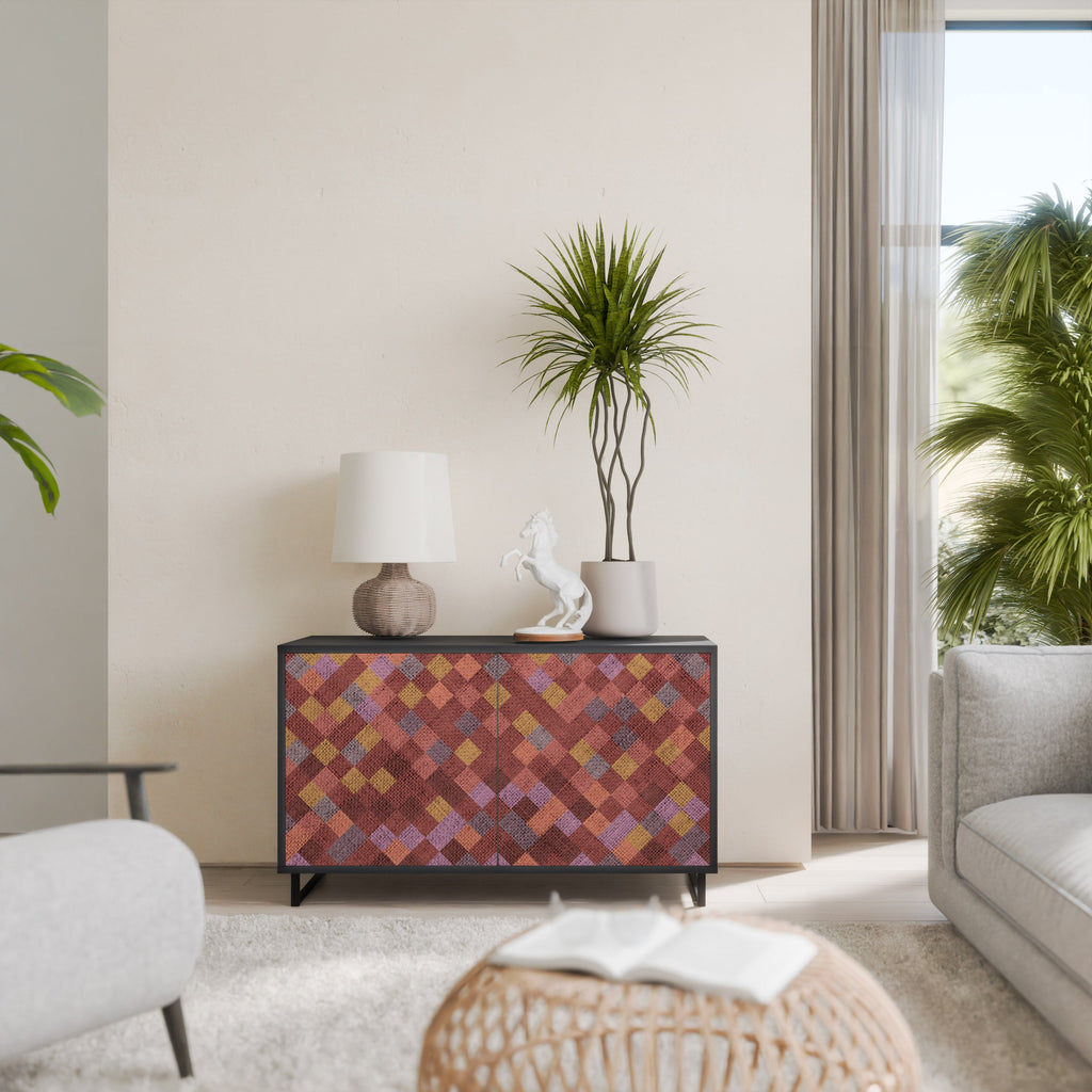 PAINTED SQUARES Aparador de 2 Portas em Acabamento Preto