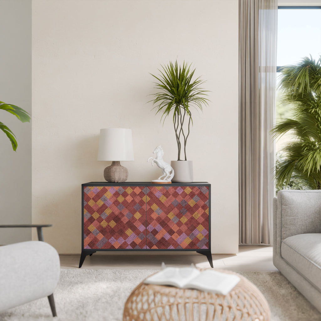 PAINTED SQUARES Aparador de 2 Portas em Acabamento Preto