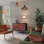 PAINTED SQUARES Aparador de 2 Portas em Acabamento Preto