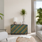 PAINTED SQUARES MIX Aparador de 2 Portas em Acabamento Preto