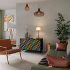 PAINTED SQUARES MIX Aparador de 2 Portas em Acabamento Preto