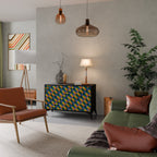 PAINTED SQUARES MIX Aparador de 2 Portas em Acabamento Preto