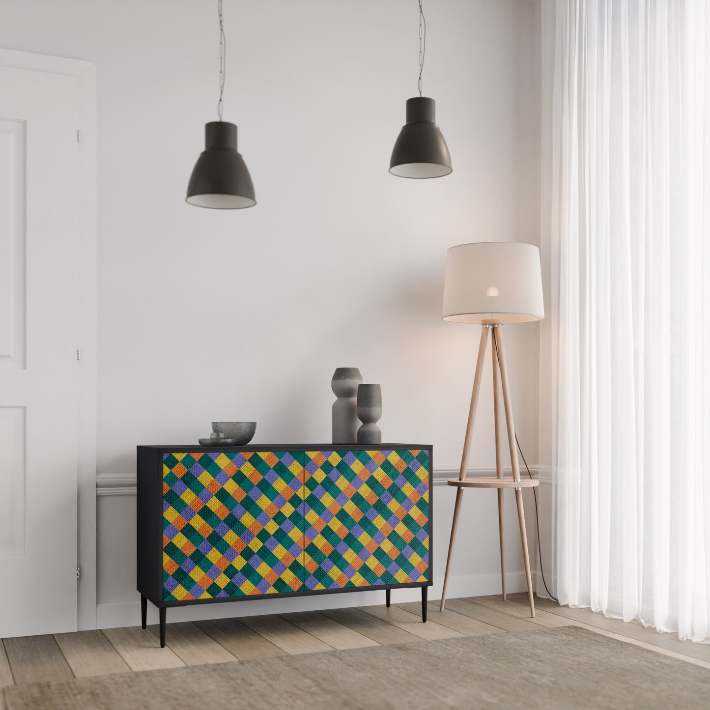 PAINTED SQUARES MIX Aparador de 2 Portas