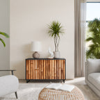 NATURAL WOOD Aparador de 2 Portas em Acabamento Preto