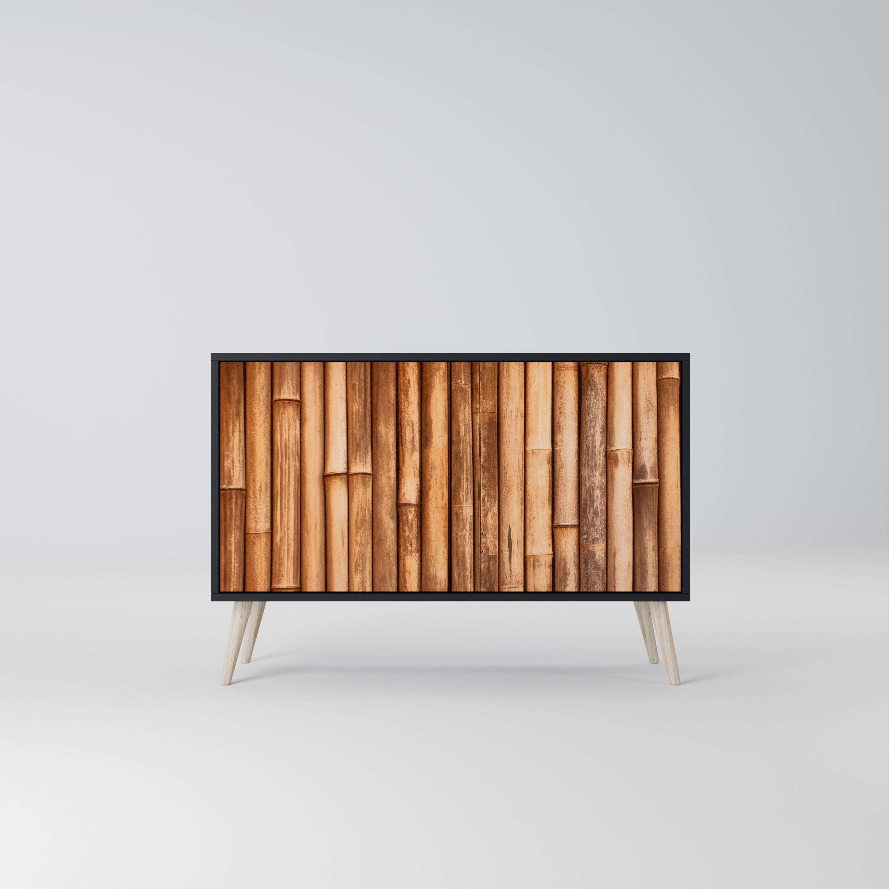 NATURAL WOOD Aparador de 2 Portas em Acabamento Preto