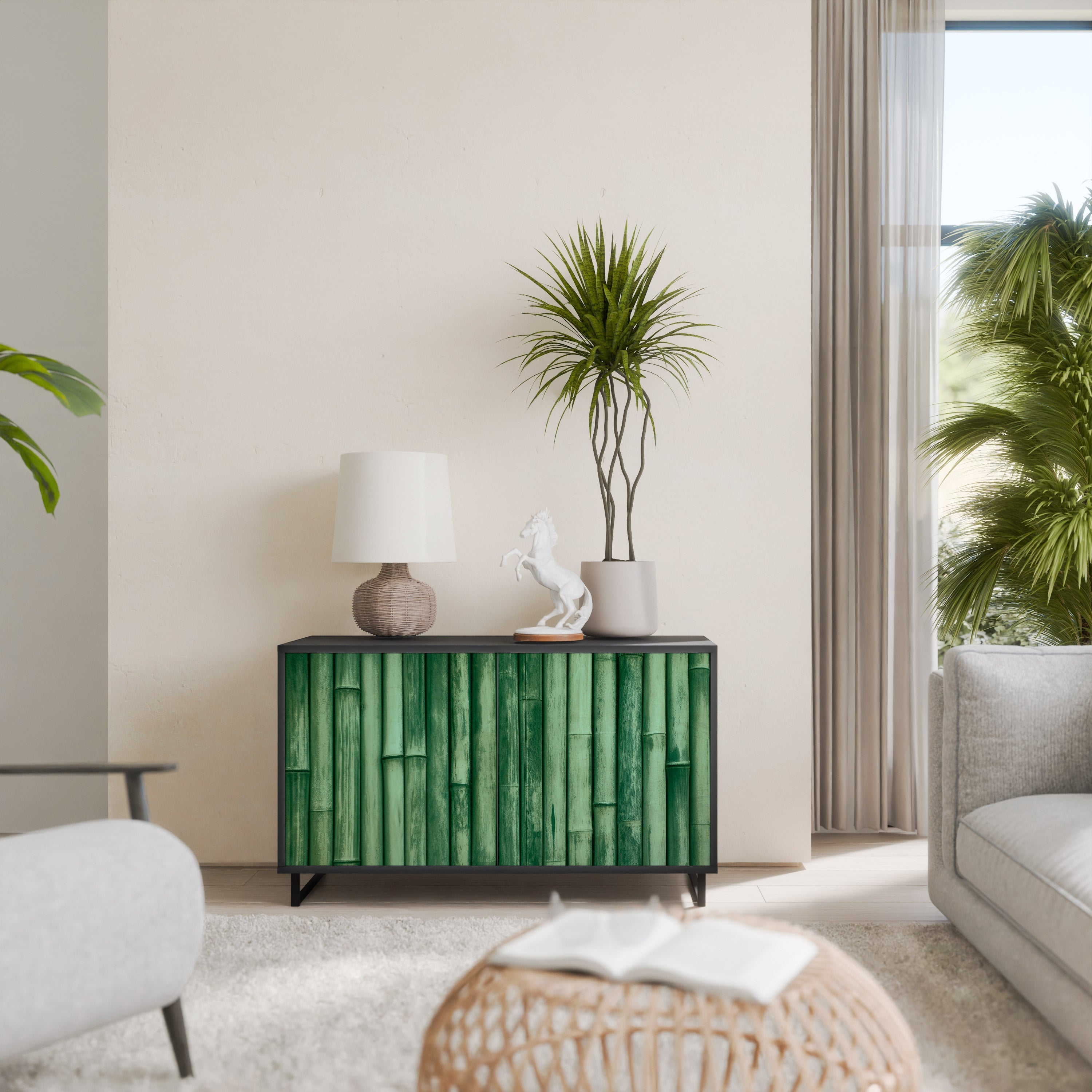 NATURAL GREEN Aparador de 2 Portas em Acabamento Preto