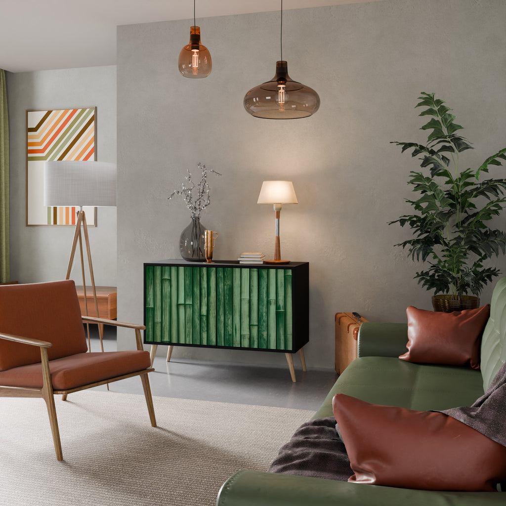 NATURAL GREEN Aparador de 2 Portas em Acabamento Preto