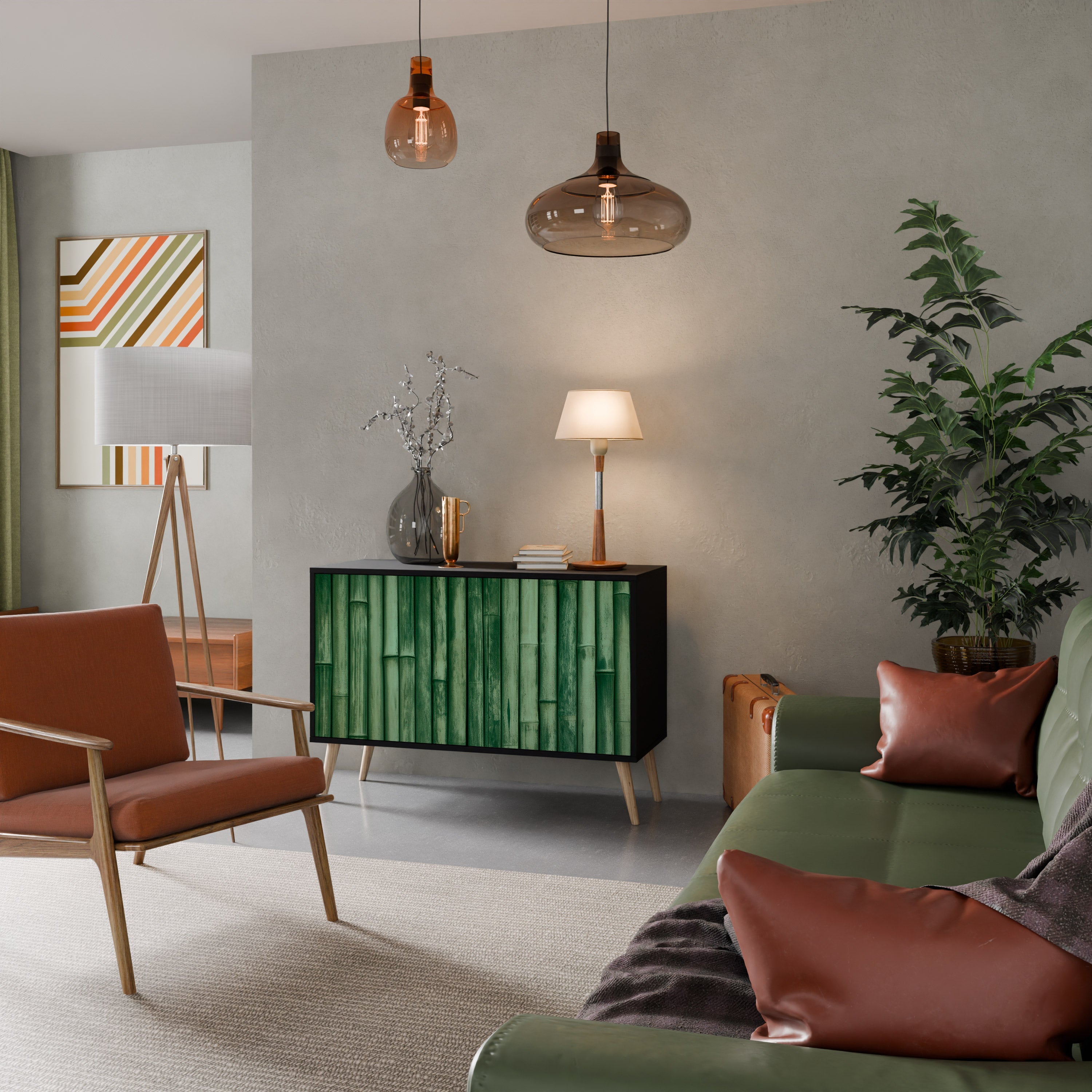 NATURAL GREEN Aparador de 2 Portas em Acabamento Preto