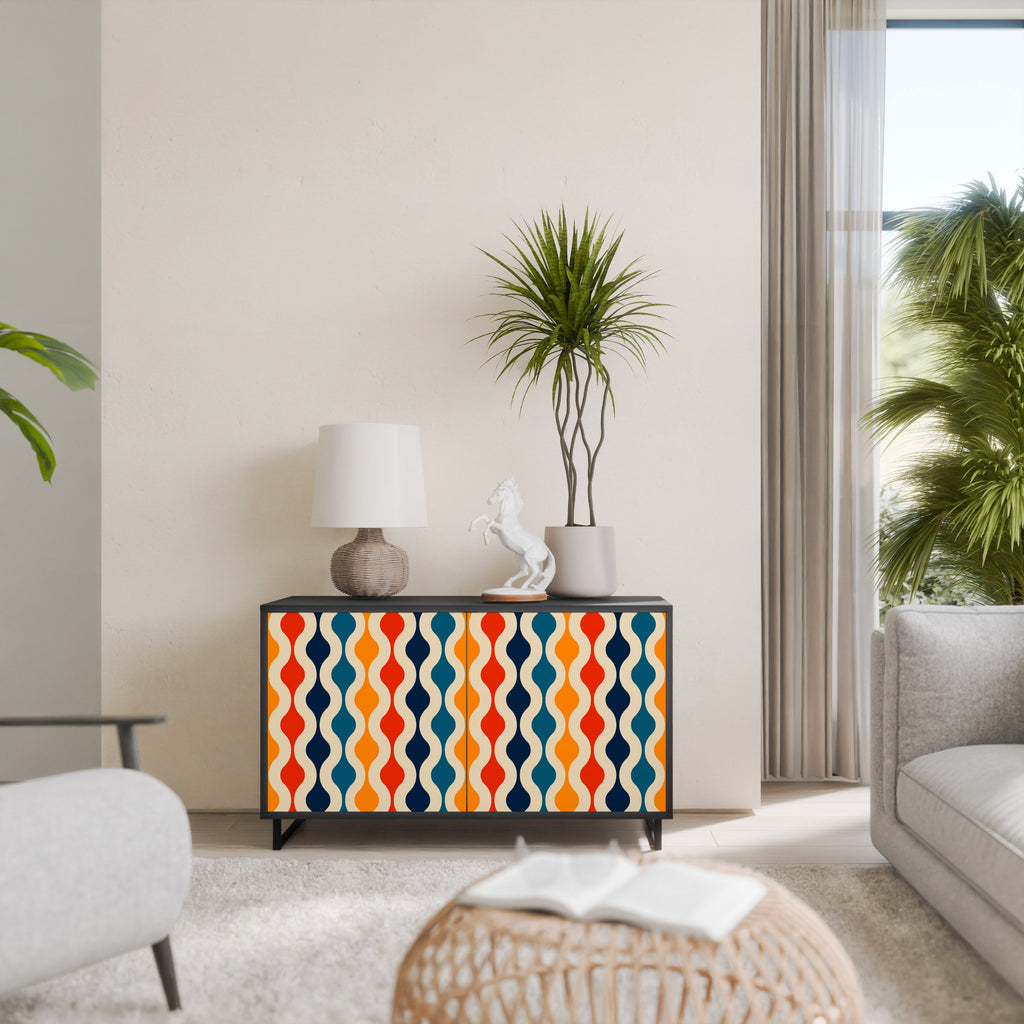 COLORFUL NOSTALGIA Aparador de 2 Portas em Acabamento Preto