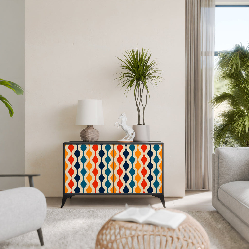 COLORFUL NOSTALGIA Aparador de 2 Portas em Acabamento Preto