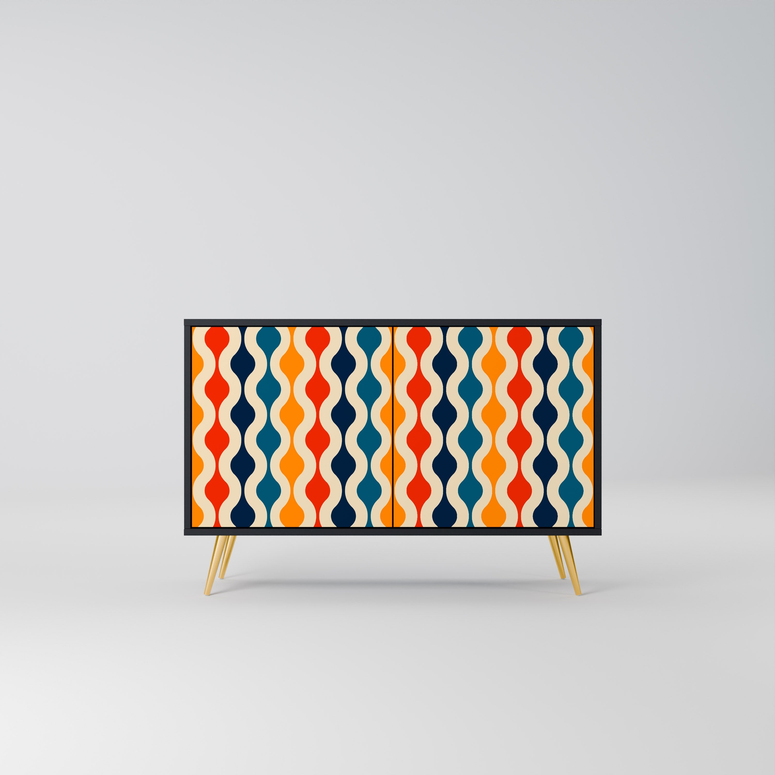 COLORFUL NOSTALGIA Aparador de 2 Portas em Acabamento Preto