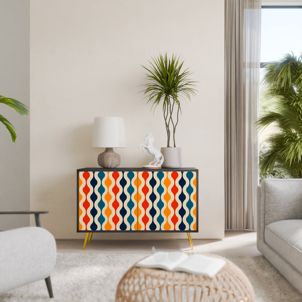 COLORFUL NOSTALGIA Aparador de 2 Portas em Acabamento Preto