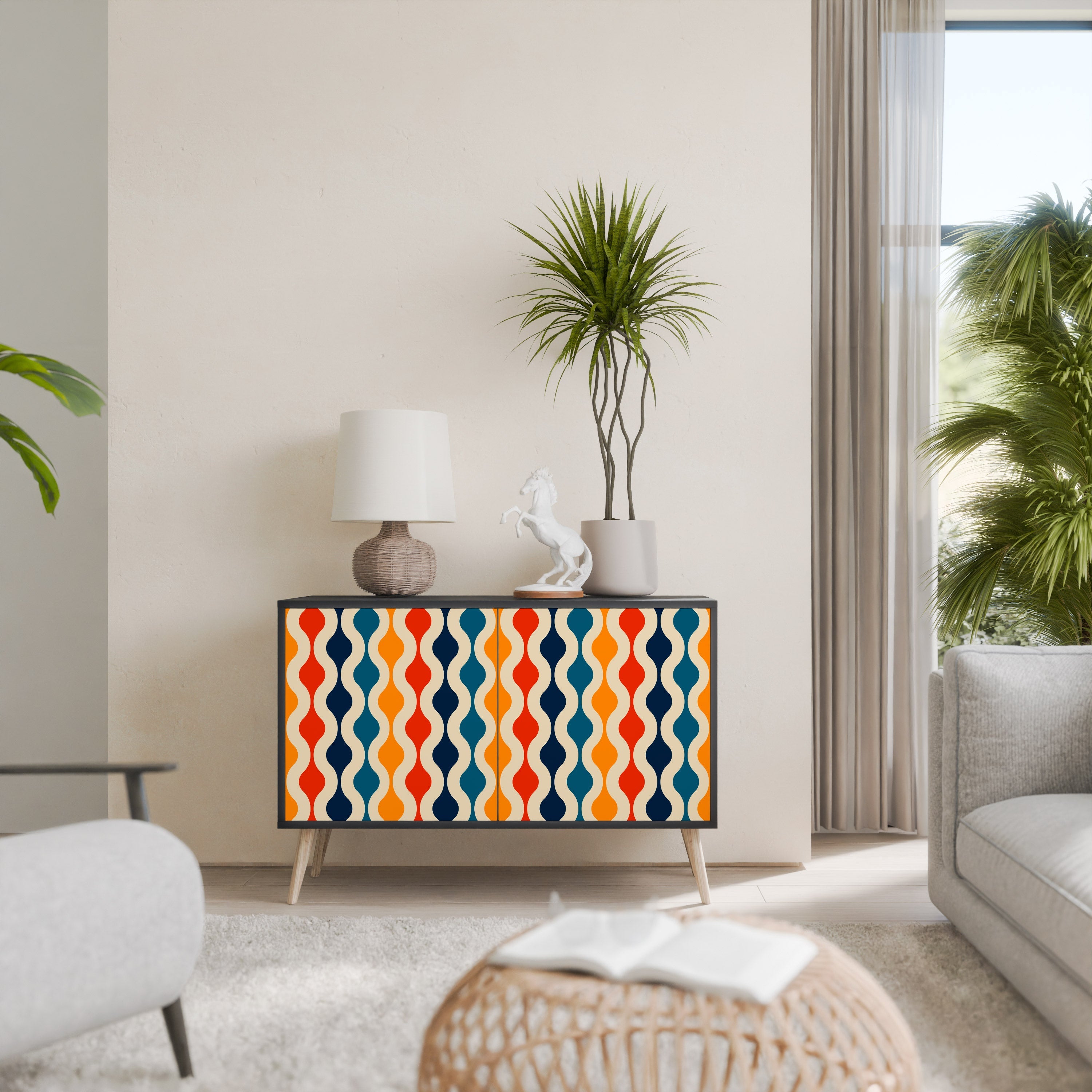 COLORFUL NOSTALGIA Aparador de 2 Portas em Acabamento Preto