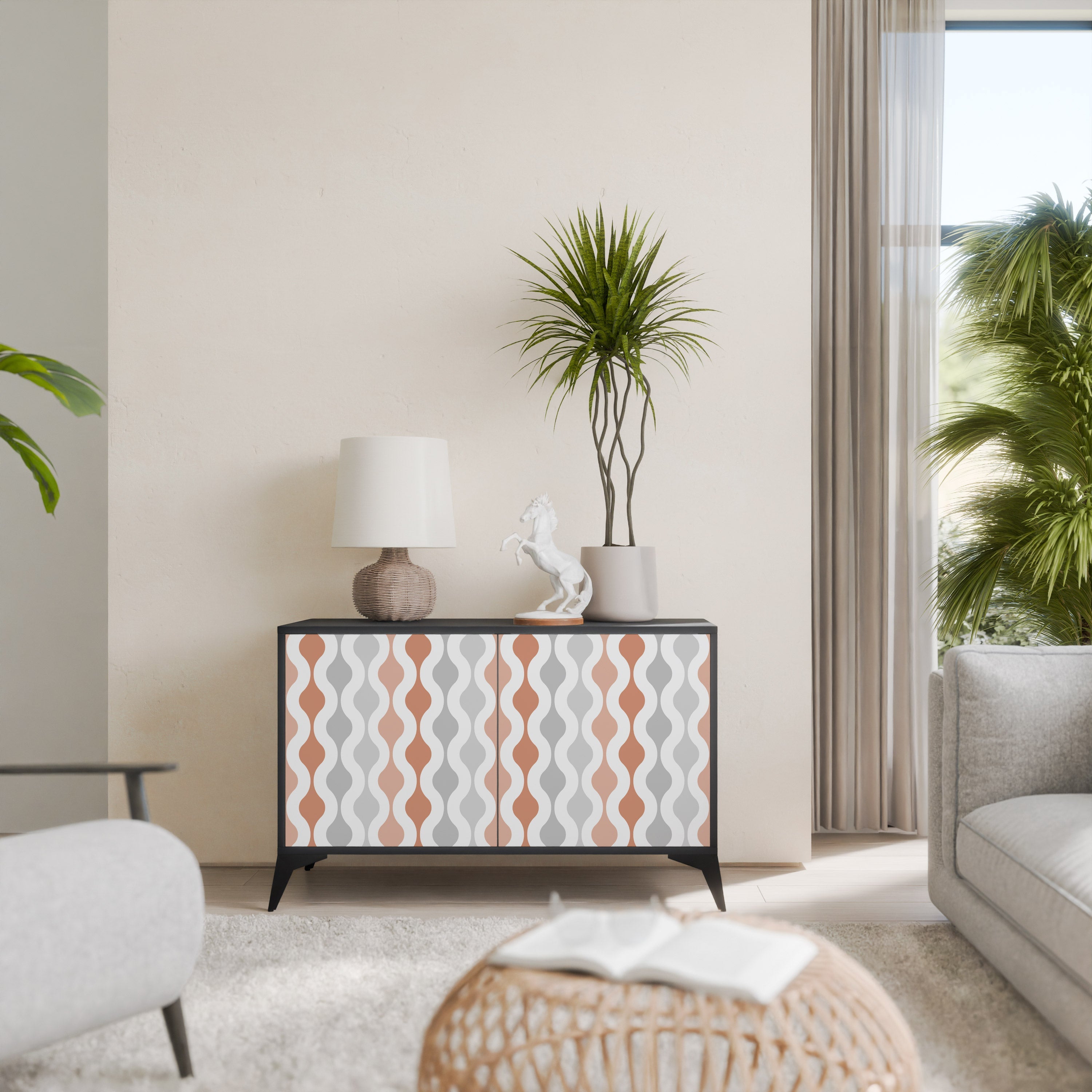 HAZY NOSTALGIA Aparador de 2 Portas em Acabamento Preto