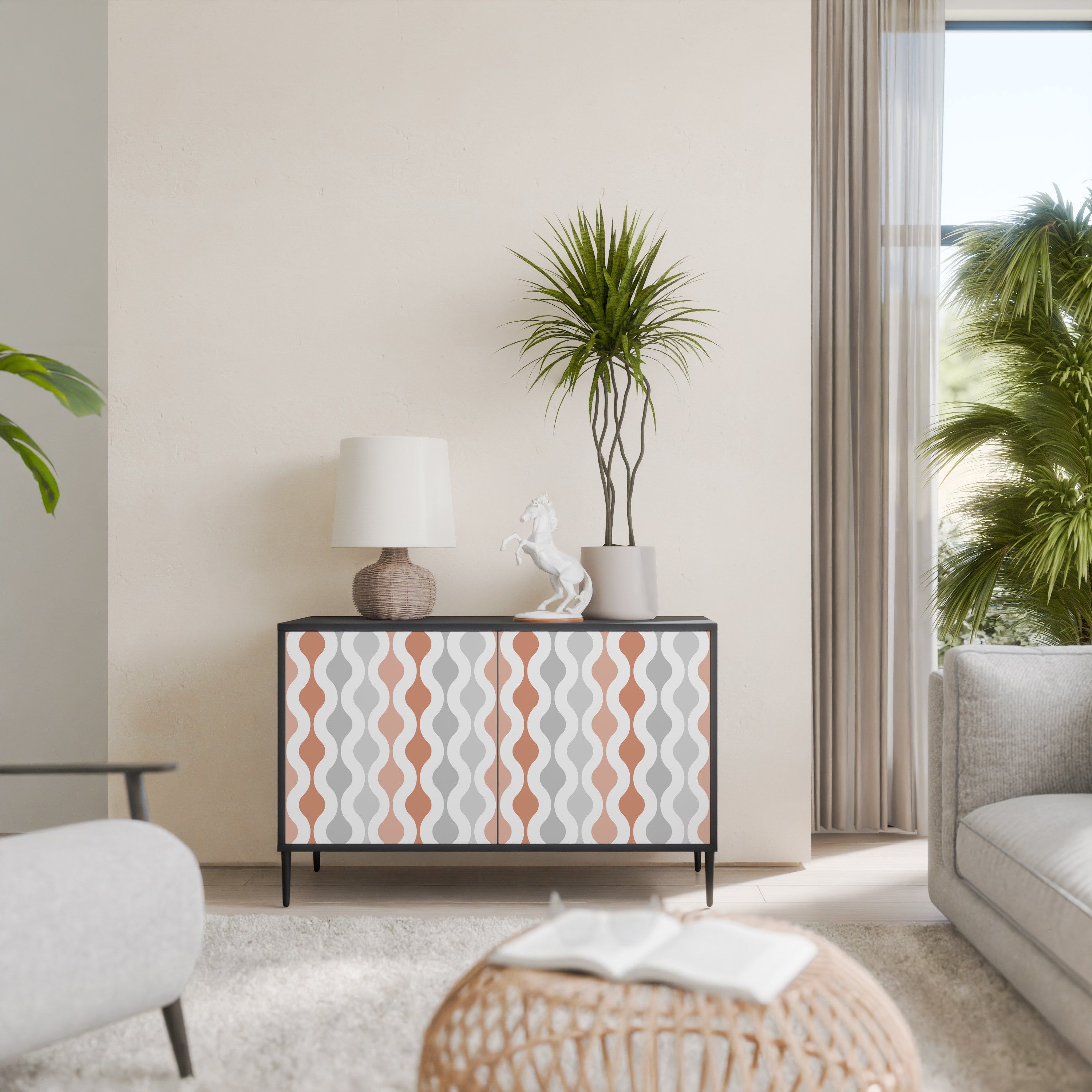 HAZY NOSTALGIA Aparador de 2 Portas em Acabamento Preto