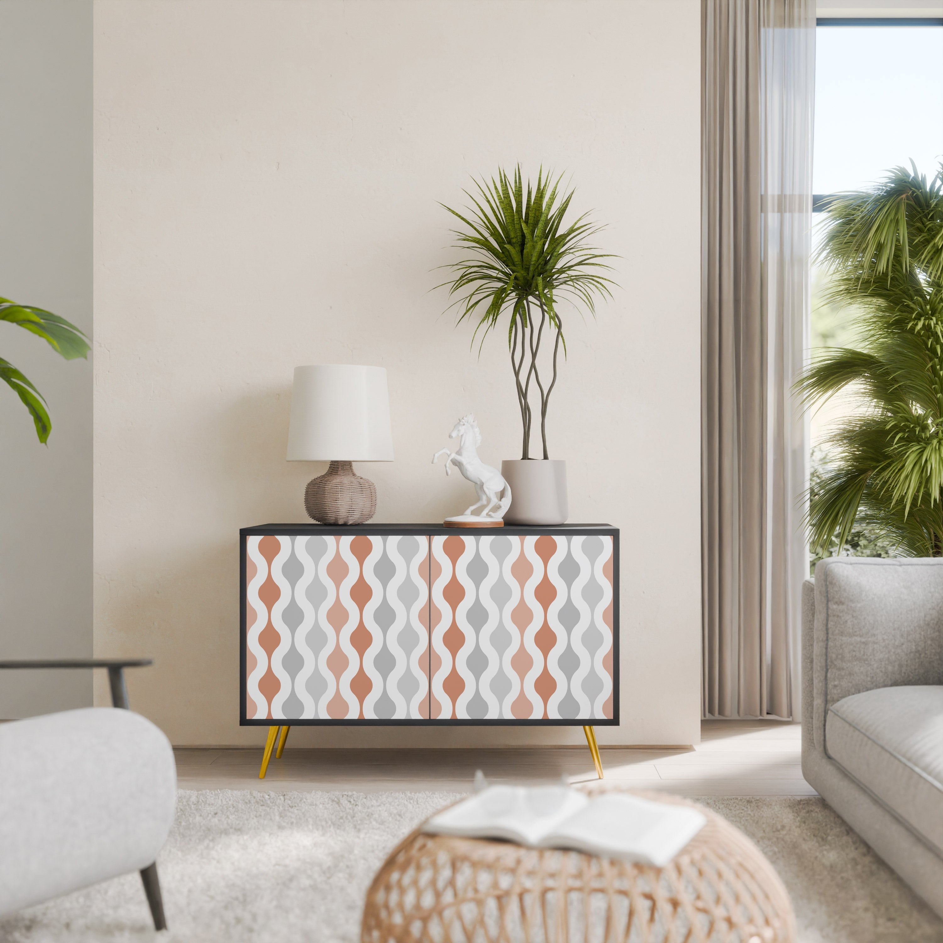 HAZY NOSTALGIA Aparador de 2 Portas em Acabamento Preto