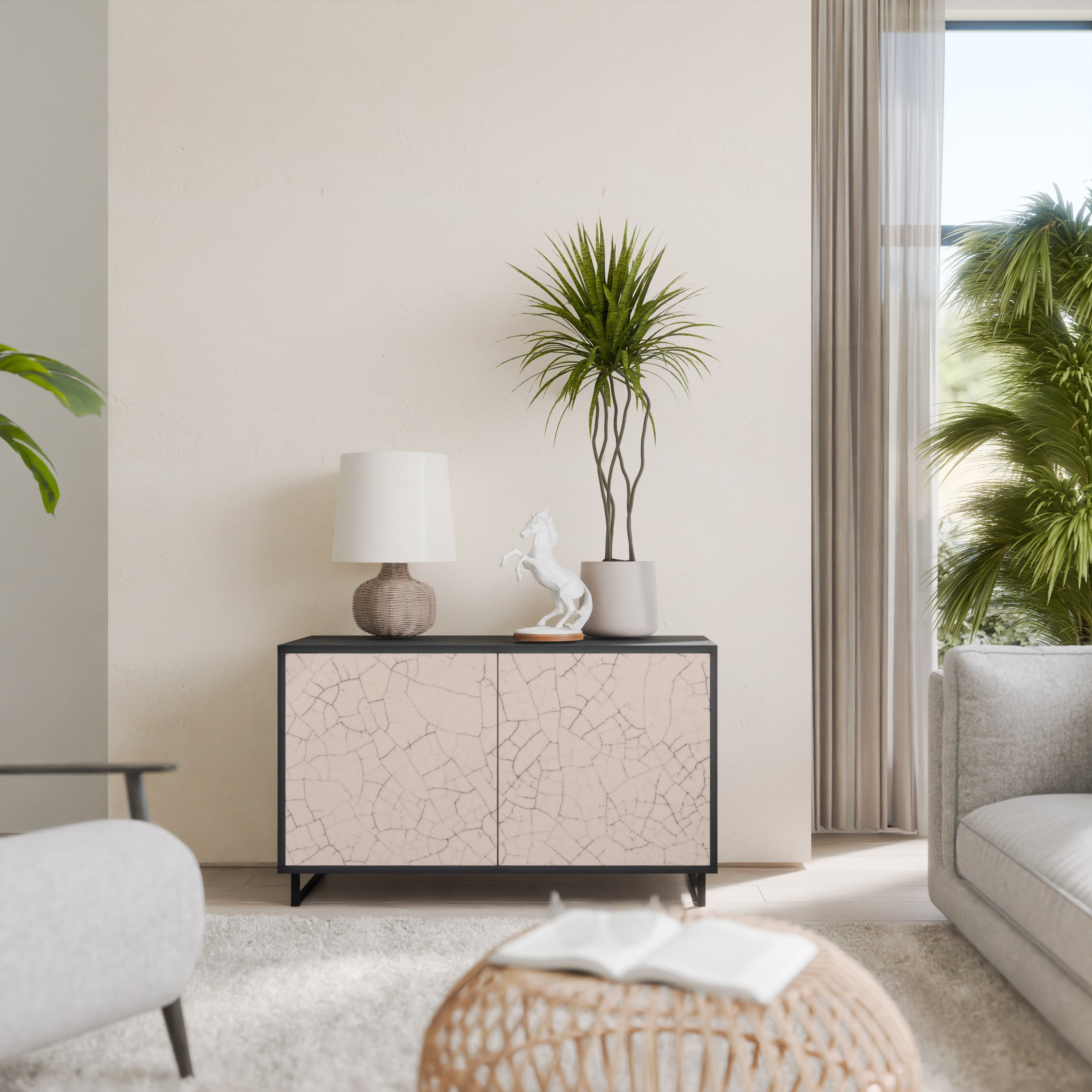 CERAMIC TEXTURE Aparador de 2 Portas em Acabamento Preto