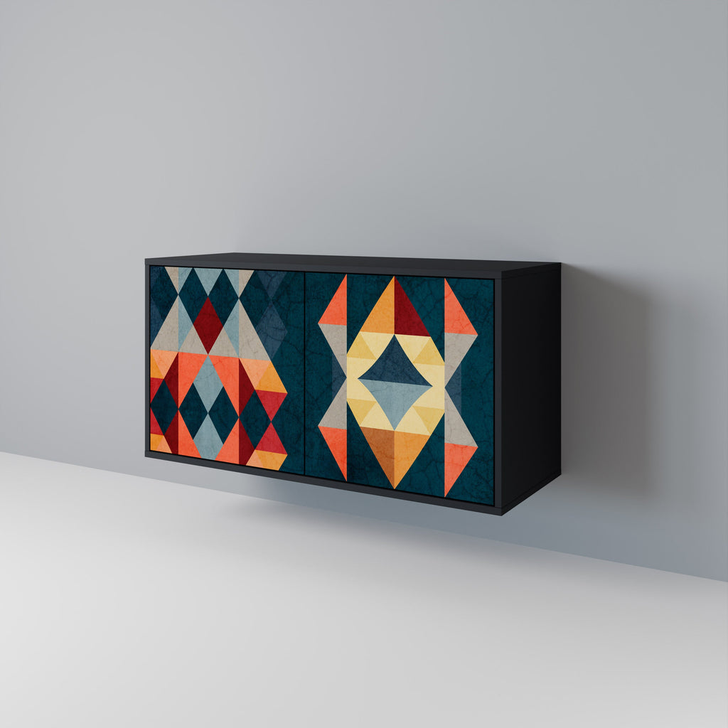 CRACKED ILLUSION Aparador de 2 Portas em Acabamento Preto