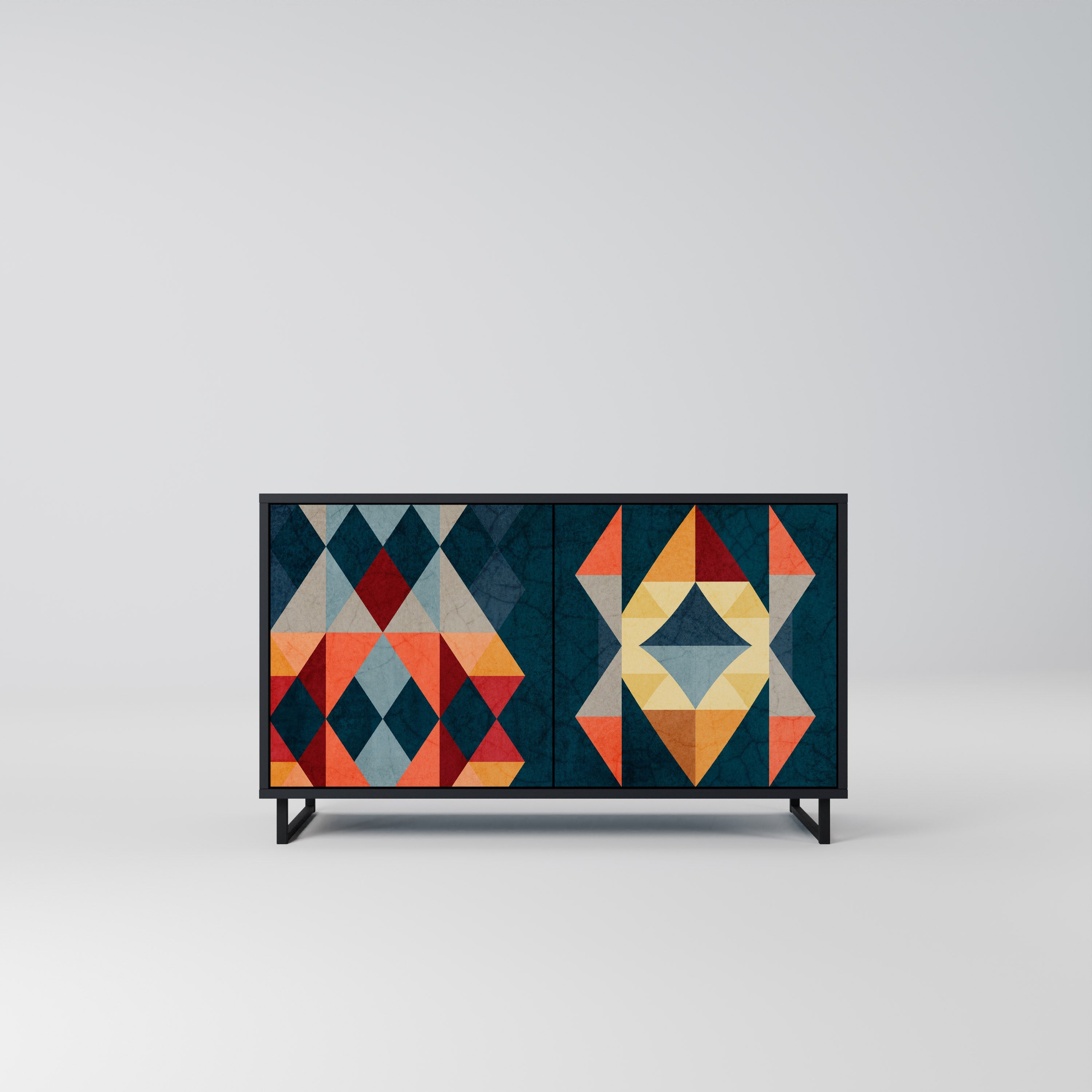 CRACKED ILLUSION Aparador de 2 Portas em Acabamento Preto