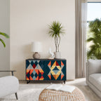 CRACKED ILLUSION Aparador de 2 Portas em Acabamento Preto