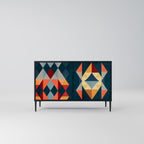 CRACKED ILLUSION Aparador de 2 Portas em Acabamento Preto