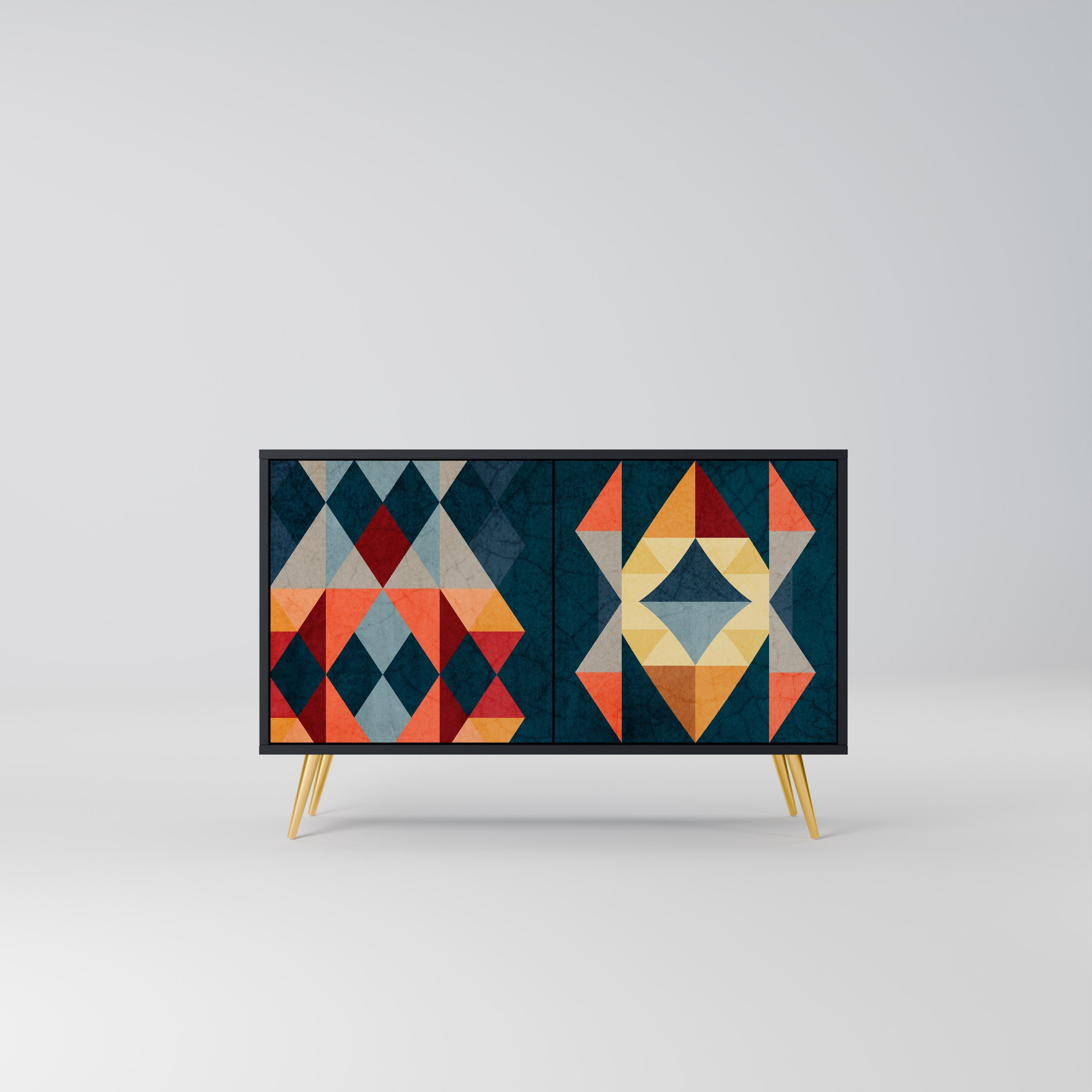 CRACKED ILLUSION Aparador de 2 Portas em Acabamento Preto