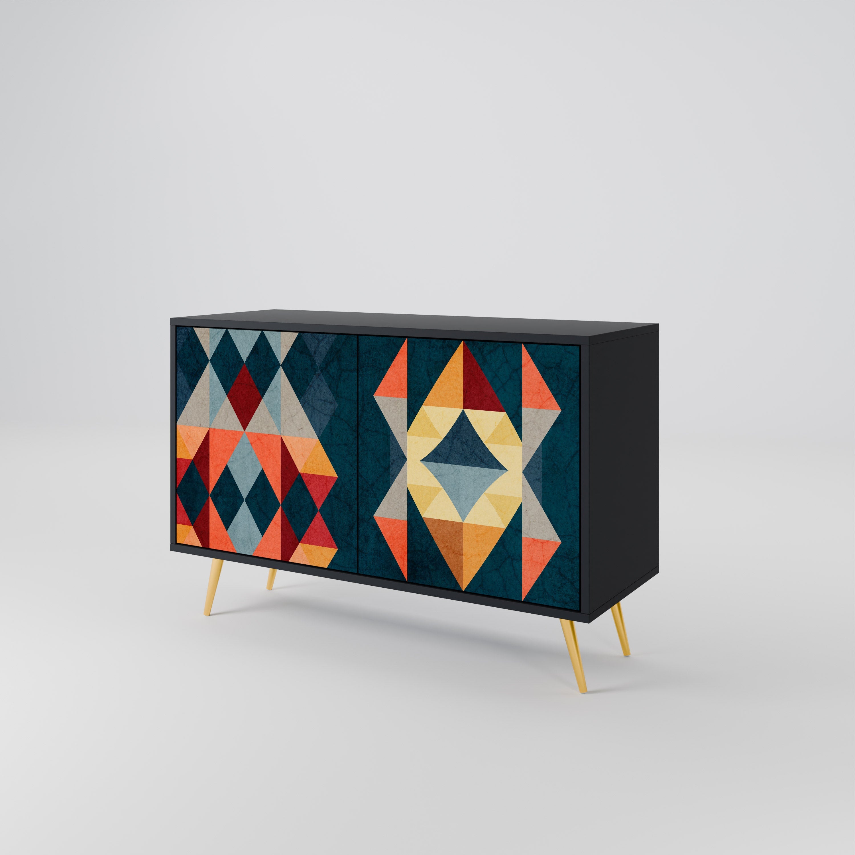 CRACKED ILLUSION Aparador de 2 Portas em Acabamento Preto