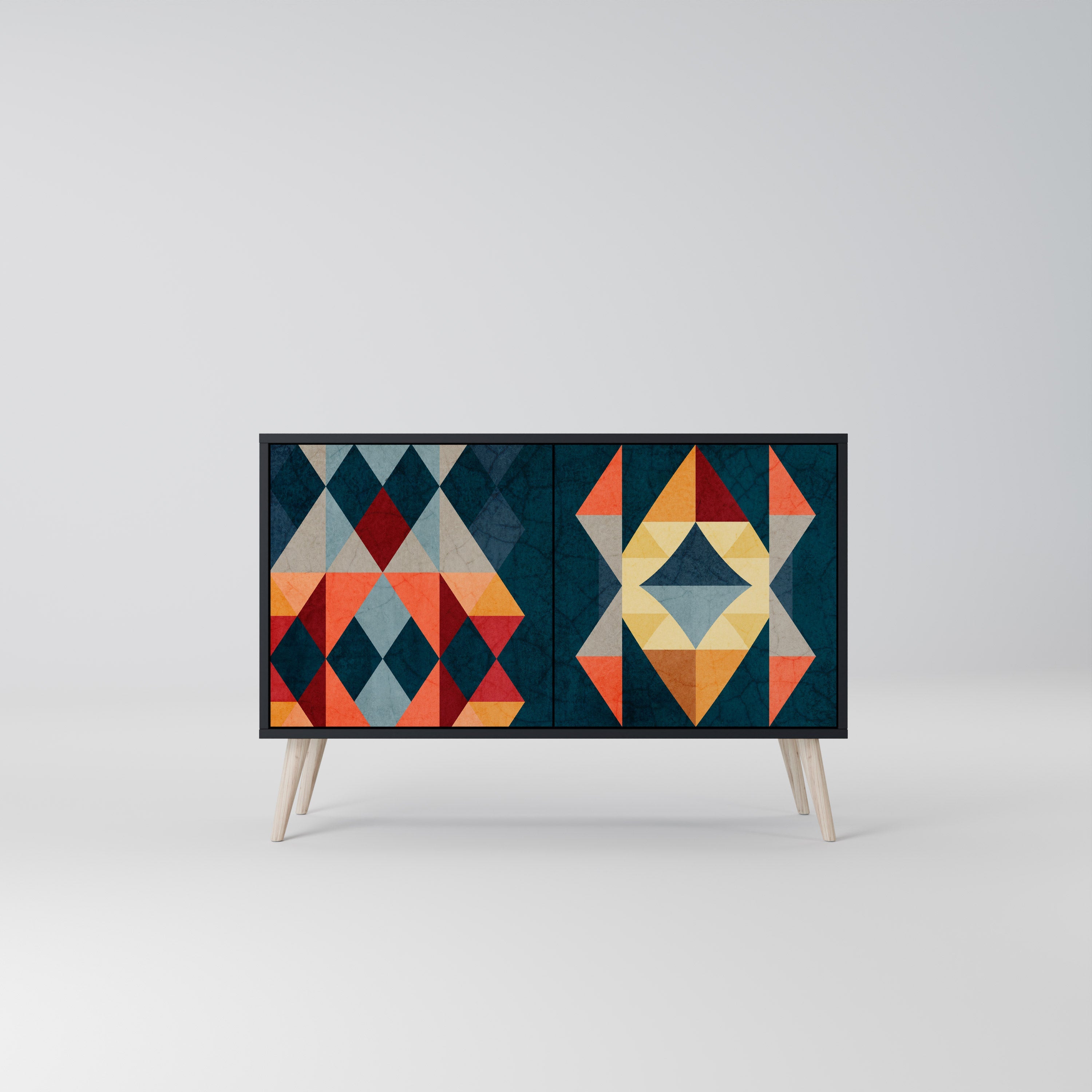 CRACKED ILLUSION Aparador de 2 Portas em Acabamento Preto