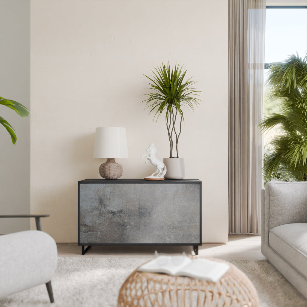 CONCRETE WALL Aparador de 2 Portas em Acabamento Preto