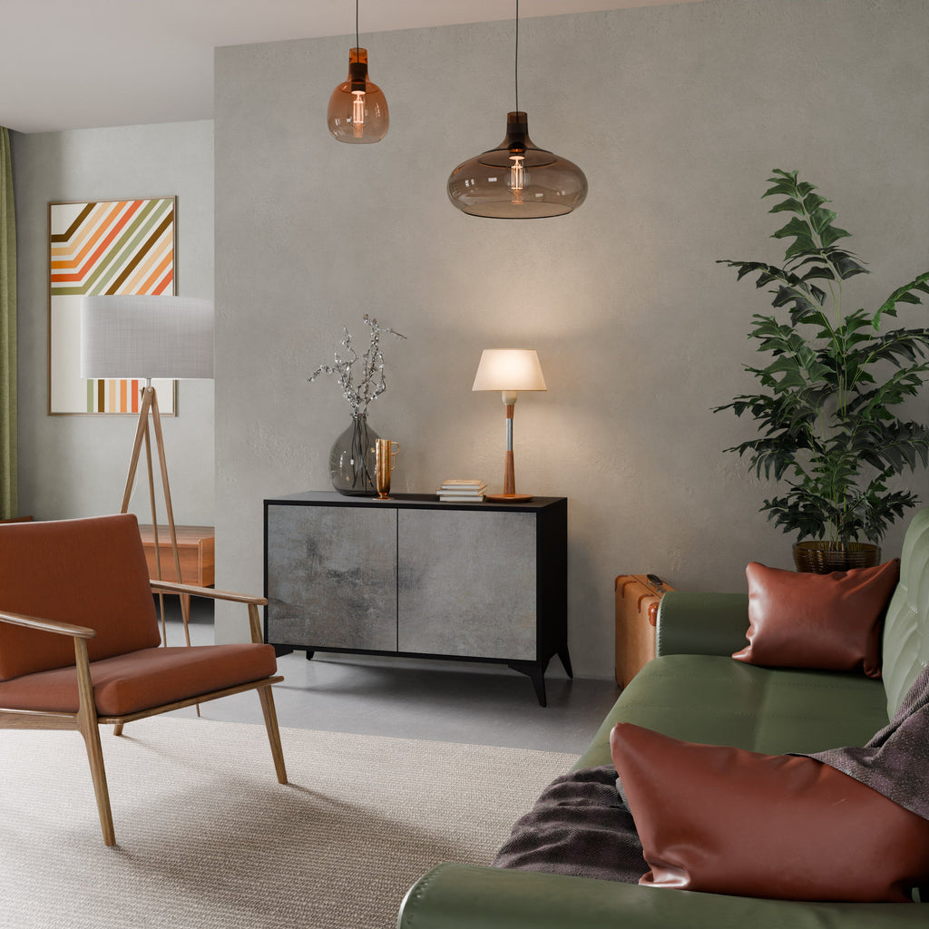 CONCRETE WALL Aparador de 2 Portas em Acabamento Preto